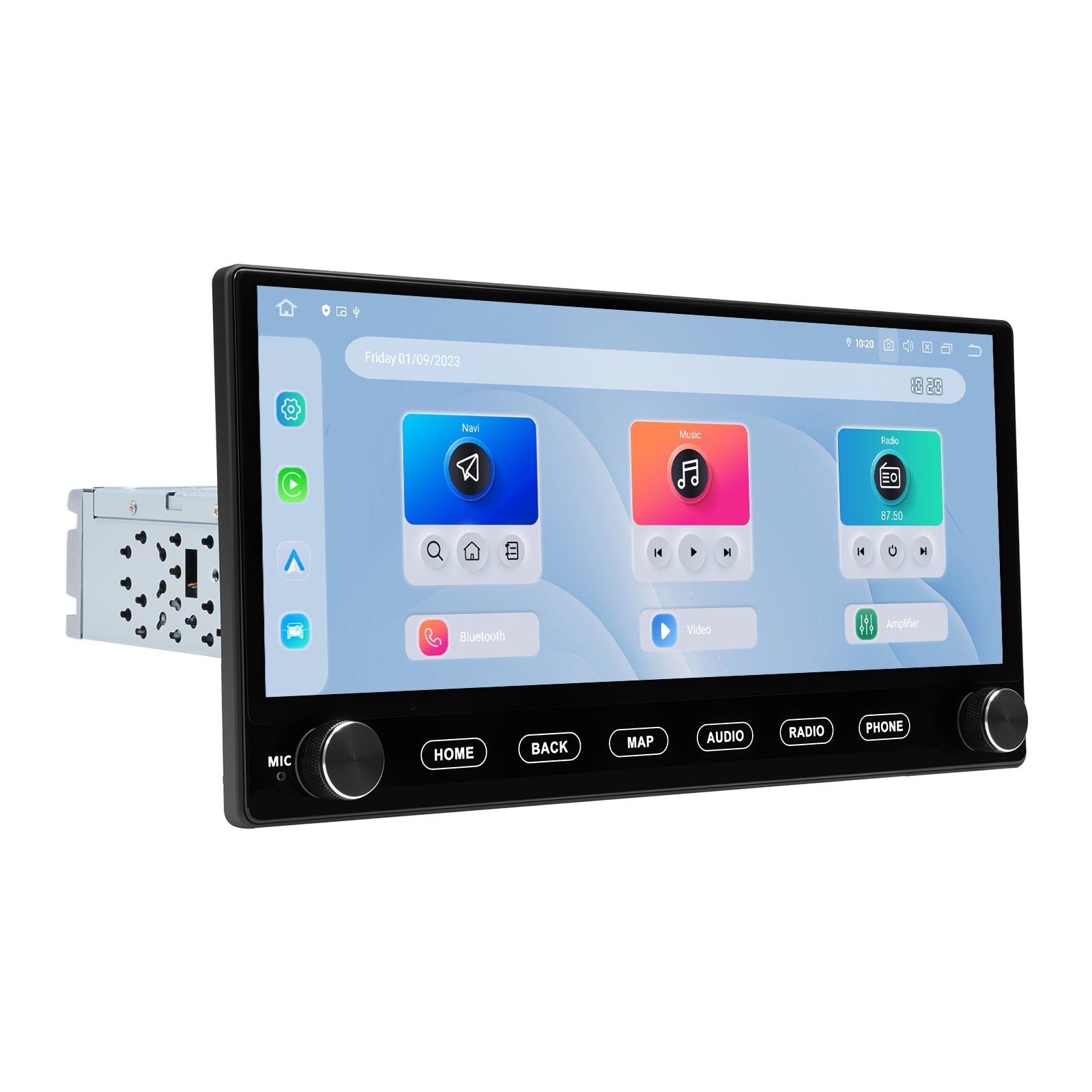 Dasaita 12.3" Single DIN Car Stereo with Physical Knob, Adjustable Floating Screen, Snapdragon 665 (6GB+64GB), Wireless CarPlay & Android Auto, 4G LTE Head Unit