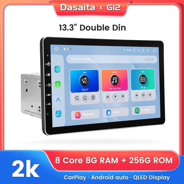 Dasaita Android12 Car Stereo for Universal 2 Din 13.3" Wireless Carplay & Android Auto Car Radio | Qualcomm 665 |2K QLED Screen| Wifi+4G LTE|6G+64G/8+256G|DSP|GPS Navigation Head Unit|Optical Output