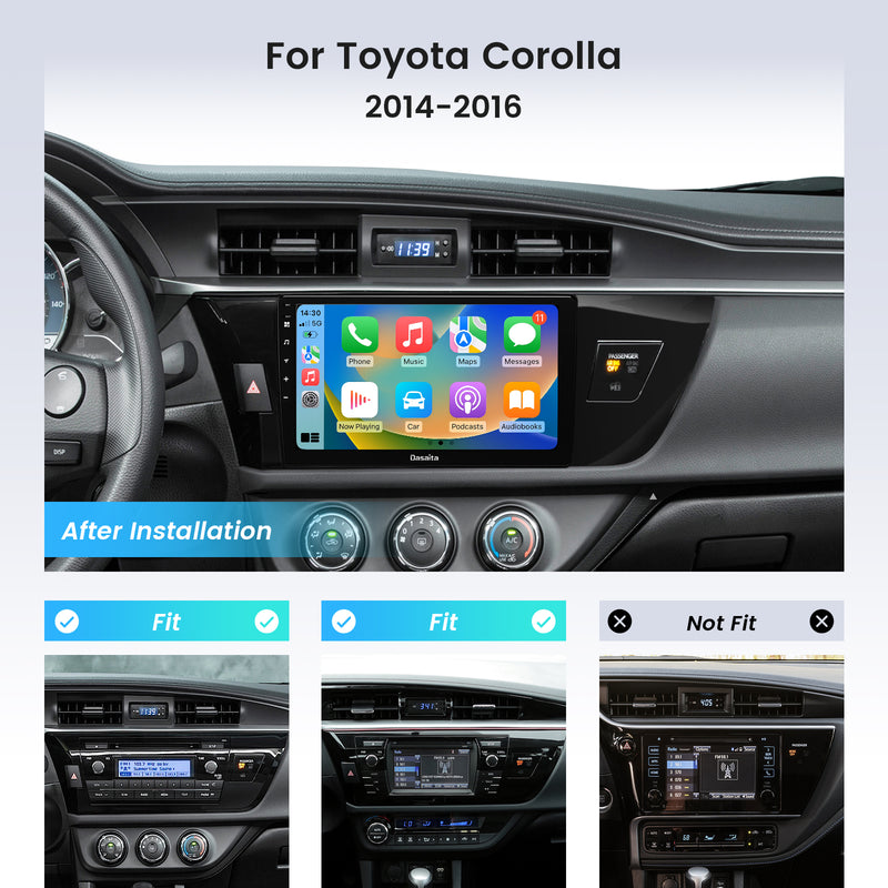 Dasaita Android12 Car Stereo for Toyota Corolla 2014-2016 LHD Wireless Carplay & Android Auto Car Radio | Qualcomm 665 | 10" QLED Screen | Wifi+4G LTE | 6G+64G | DSP|GPS Navigation Head Unit | Optical Output