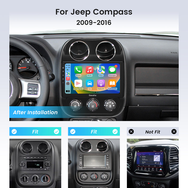 Dasaita Android12 Car Stereo for Jeep Patriot Compass 2009-2016 Wireless Carplay & Android Auto Car Radio | Qualcomm 665 | 10.2" QLED Screen | Wifi+4G LTE | 4G/8G+64G/256G | DSP|GPS Navigation Head Unit | Optical Output
