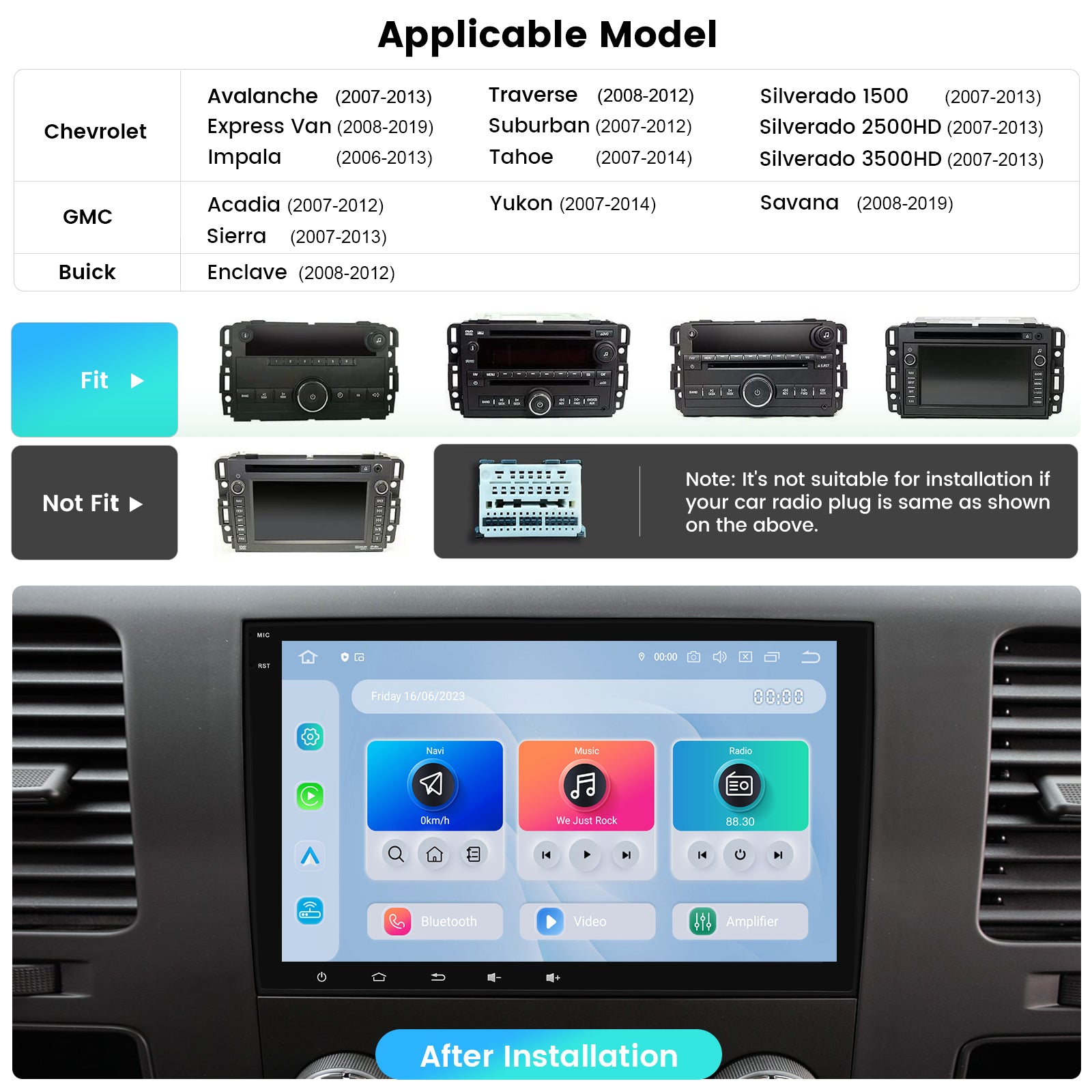 Dasaita Android13 Car Stereo for Chevrolet/GMC/Bulck Enclave 2006-2014 Wireless Carplay & Android Auto Car Radio| Qualcomm 665 | 8" QLED Screen | Wifi+4G LTE |6G+64G|DTS|GPS Navigation Head Unit| Optical Output