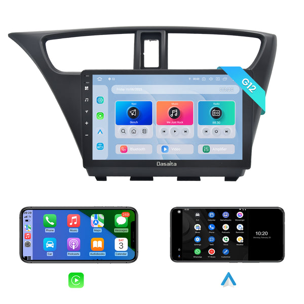 Dasaita Android12 Car Stereo for Honda Civic Hatchback 2012-2017 Wireless Carplay & Android Auto Car Radio| Qualcomm 665 | 9" QLED Screen | Wifi+4G LTE |6G+64G|DSP|GPS Navigation Head Unit| Optical Output