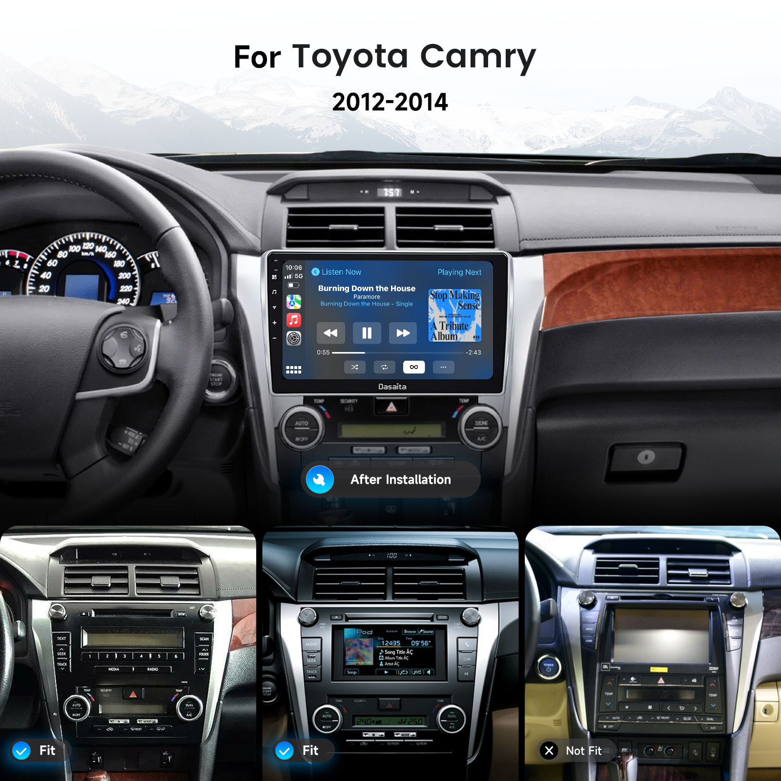 Dasaita Android13 Car Stereo for Toyota Camry 2012-2014 Wireless Carplay & Android Auto Car Radio | Qualcomm 665 | 10.2" /9" QLED Screen | Wifi+4G LTE | 6G+64G | DTS|GPS Navigation Head Unit | Optical Output