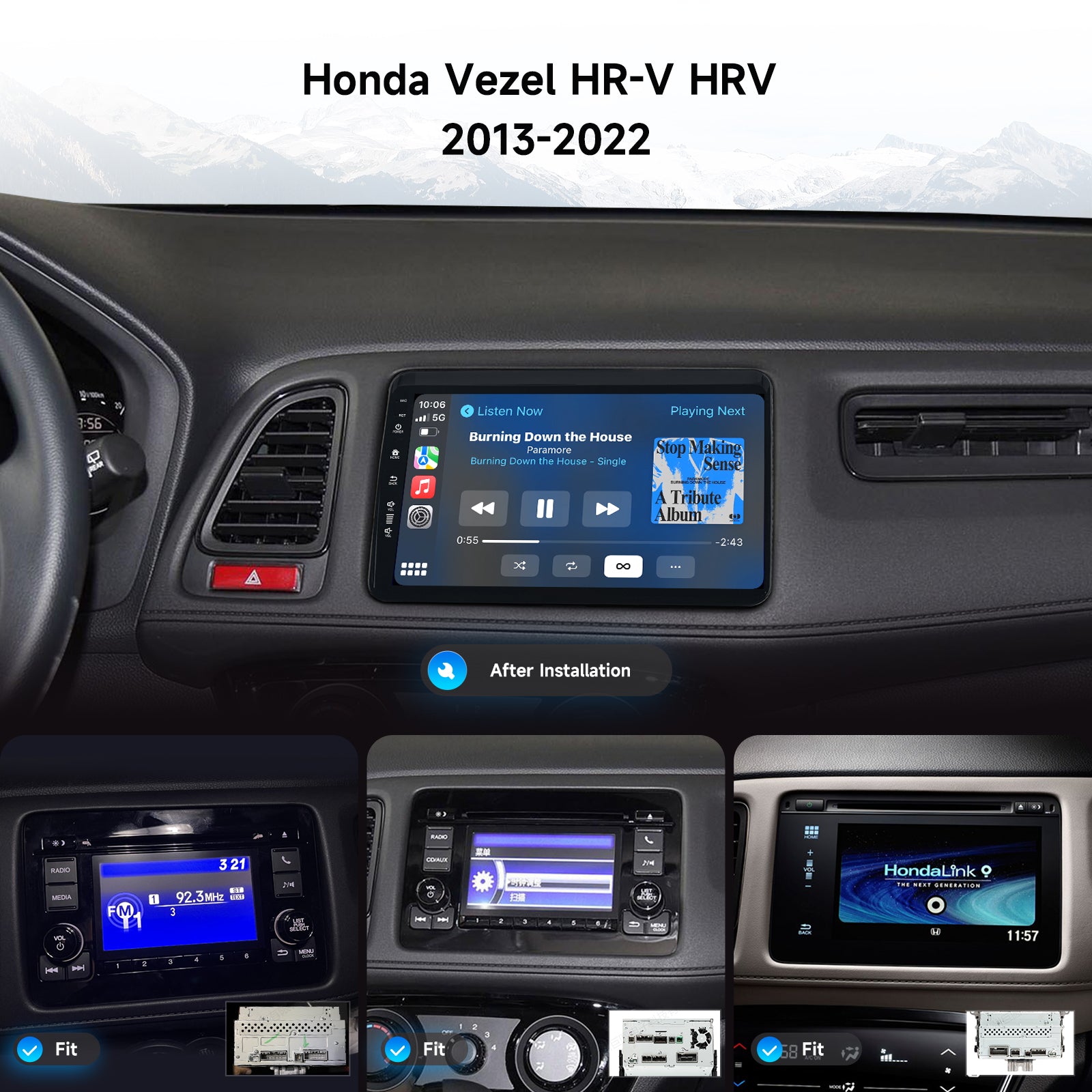 Dasaita Android13 Infotainment System for Honda HR-V / Vezel 2013-2022 - 9" QLED Floating Touchscreen, 6GB RAM, Wireless CarPlay & Android Auto, OEM Camera & LaneWatch Retained