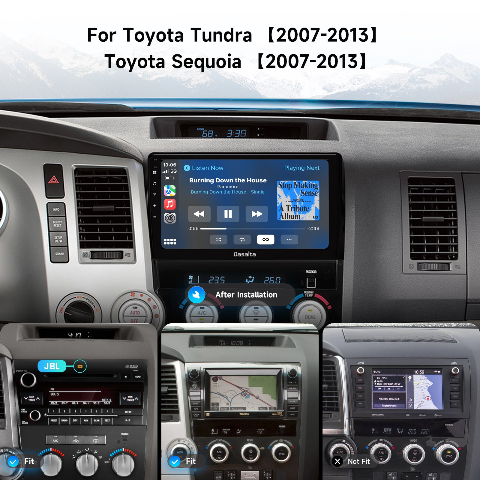 Dasaita Android13 Car Stereo for Toyota Tundra 2007-2013/Sequoia 2014-2022 LHD Wireless Carplay & Android Auto Car Radio | Qualcomm 665 | 10.2" QLED Screen | Wifi+4G LTE | 6G+64G | DTS|GPS Navigation Head Unit | Optical Output