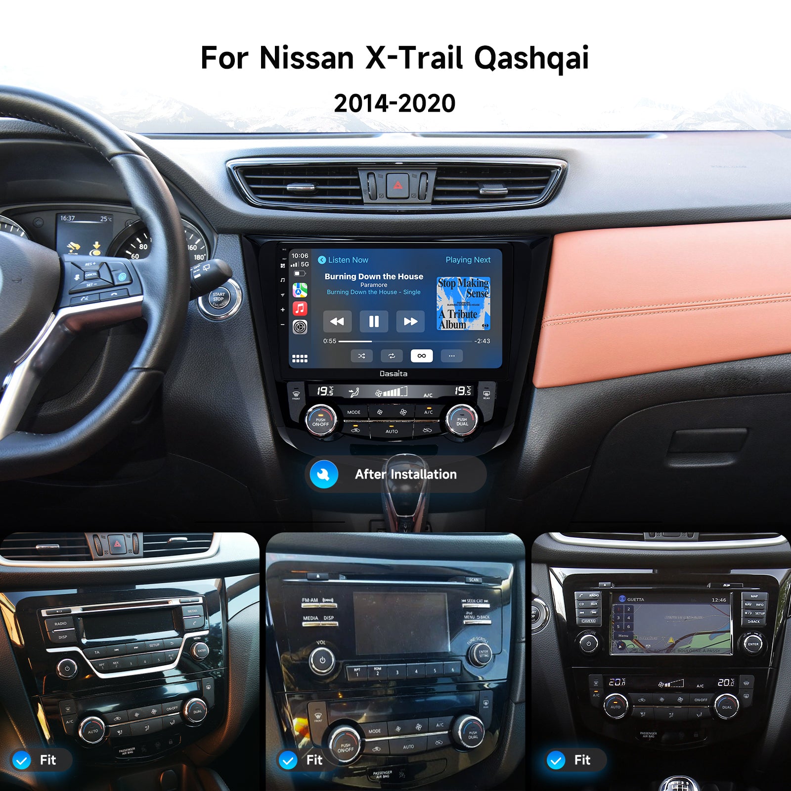 Dasaita Android13 Car Stereo for Nissan X-Trail Qashqai Rogue 2014-2020 Wireless Carplay & Android Auto Car Radio | Qualcomm 665 | 10.2" QLED Screen | Wifi+4G LTE | 6G/8G+64G/256G| DAB+|SWC|GPS Navigation Head unit|DTS| Optical Output