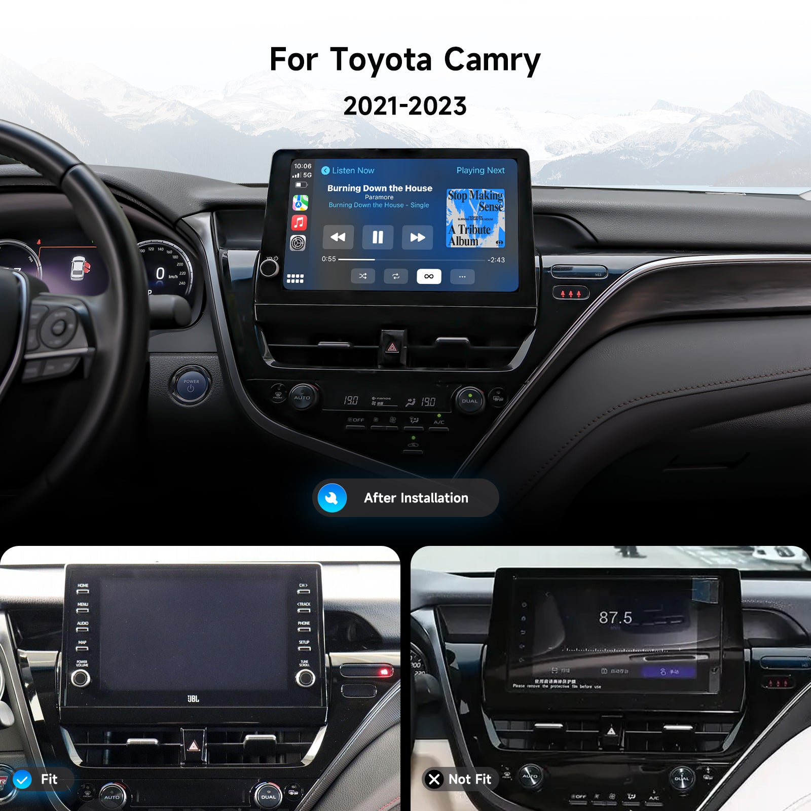 Dasaita 11.6" Android 13 Head Unit for Toyota Camry 2021-2023 | Wireless CarPlay, Volume Knob, 8GB+256GB