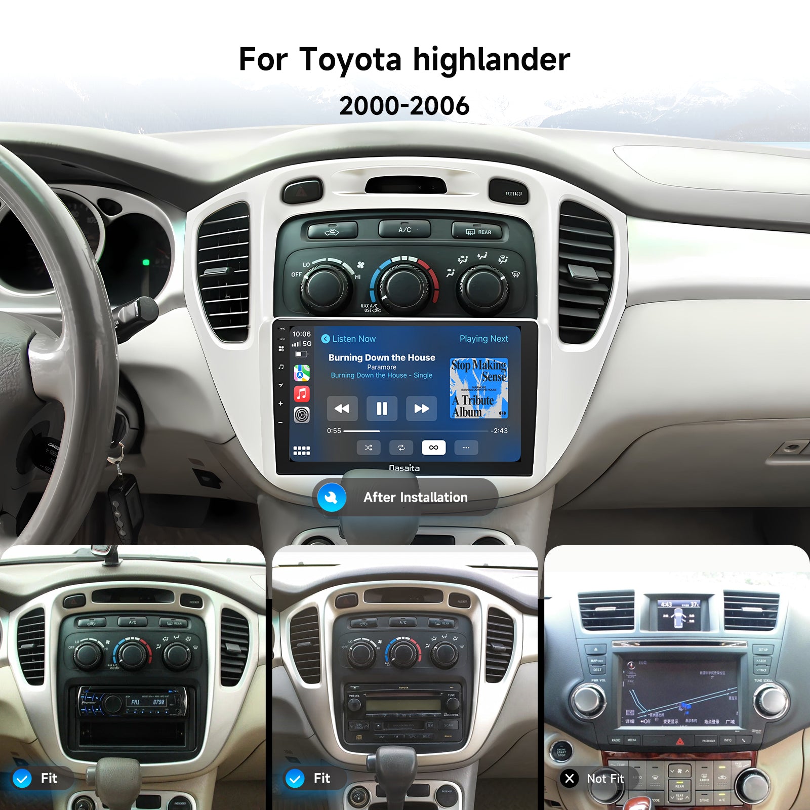 Dasaita Android13 Car Stereo for Toyota Highlander 2000-2006 Wireless Carplay & Android Auto Car Radio | Qualcomm 665 | 9" QLED Screen | Wifi+4G LTE | 6G+64G | DTS|GPS Navigation Head Unit | Optical Output