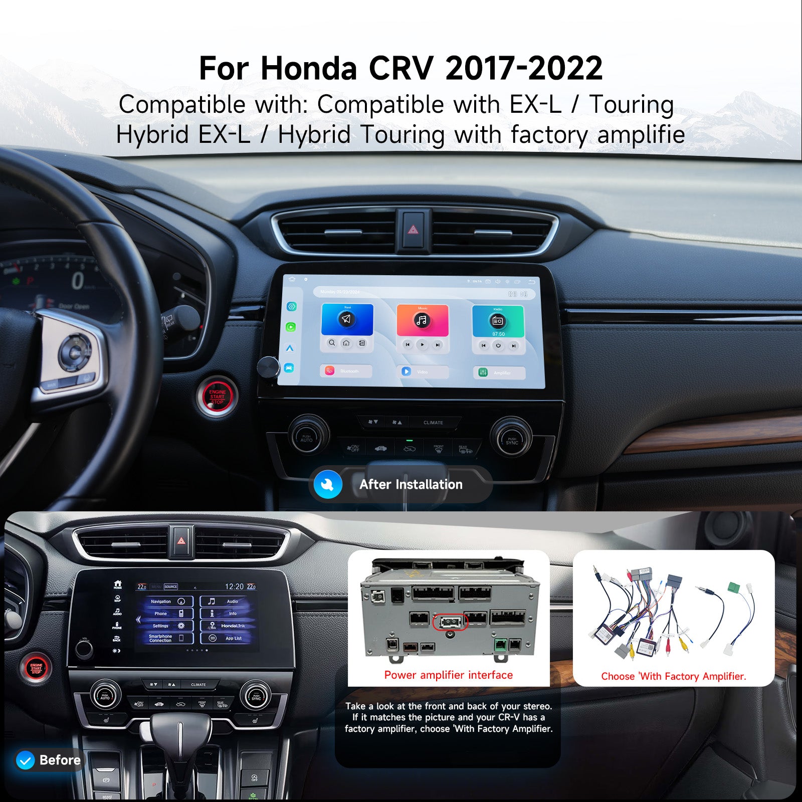 Dasaita 10.33" QLED Car Stereo for Honda CR-V 2017–2022 | Snapdragon 665 Android 13 Head Unit | 8GB+256GB | Wireless CarPlay & Android Auto | 4G LTE GPS | Plug & Play OEM Fit with Volume Knob