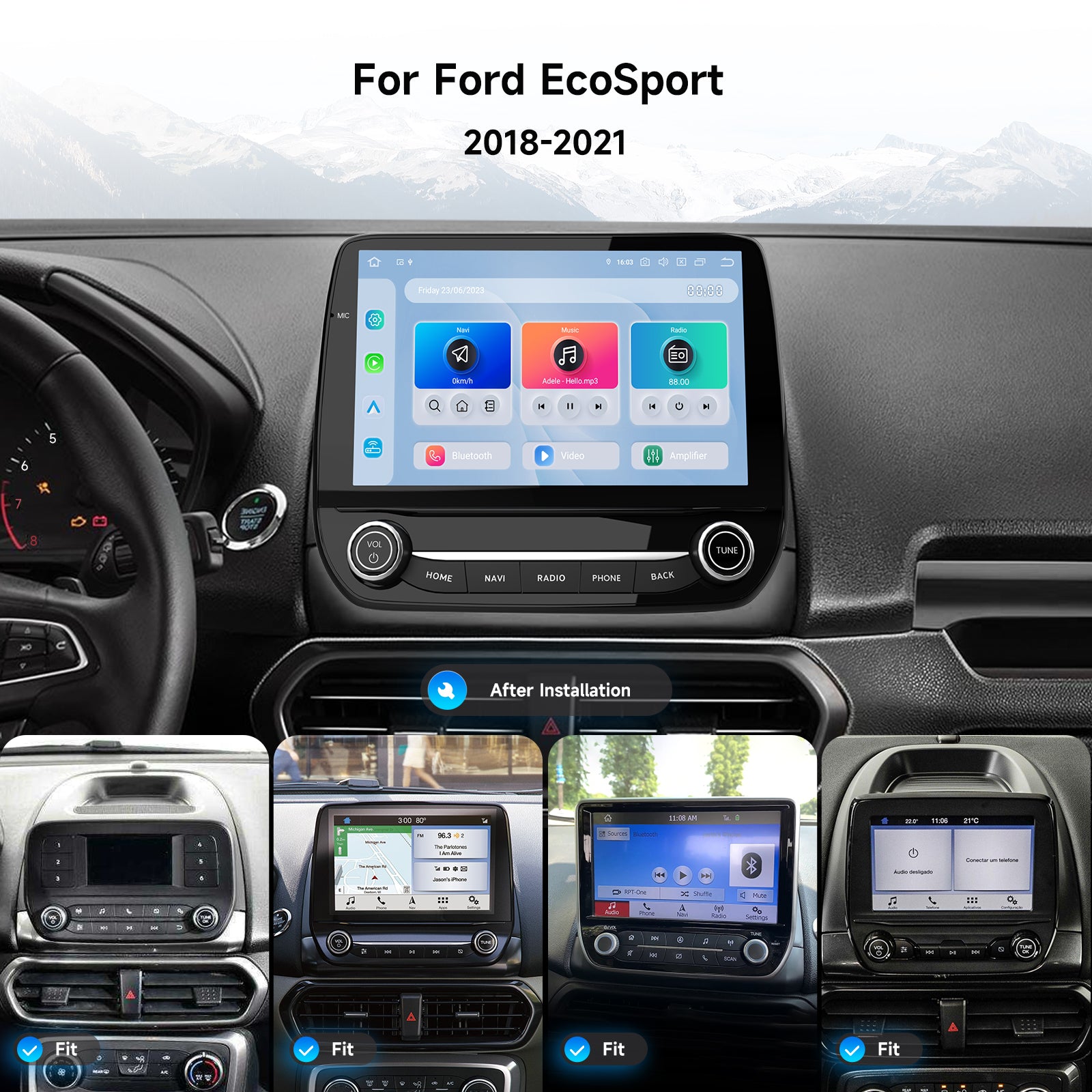 Dasaita Android13 9" Android 13 Head Unit for Ford EcoSport & Fiesta MK8 (2017-2024) | Snapdragon 665 | 8GB+256GB | Physical Knob | Wireless Apple CarPlay & Android Auto | Retains Factory Backup Camera & Controls