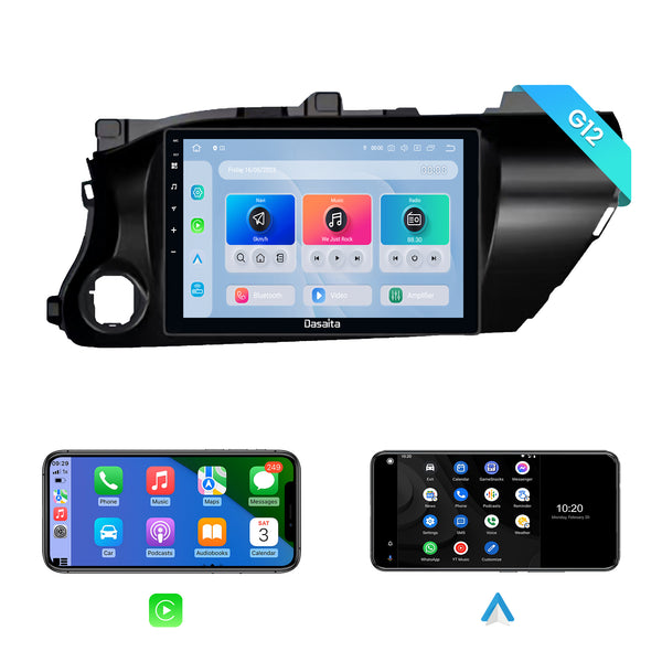Dasaita Android12 Car Stereo for Toyota Hilux 2016-2018 LHD Wireless Carplay & Android Auto Car Radio| Qualcomm 665 | 10.2" QLED Screen | Wifi+4G LTE |6G+64G|DSP|GPS Navigation Head Unit| Optical Output
