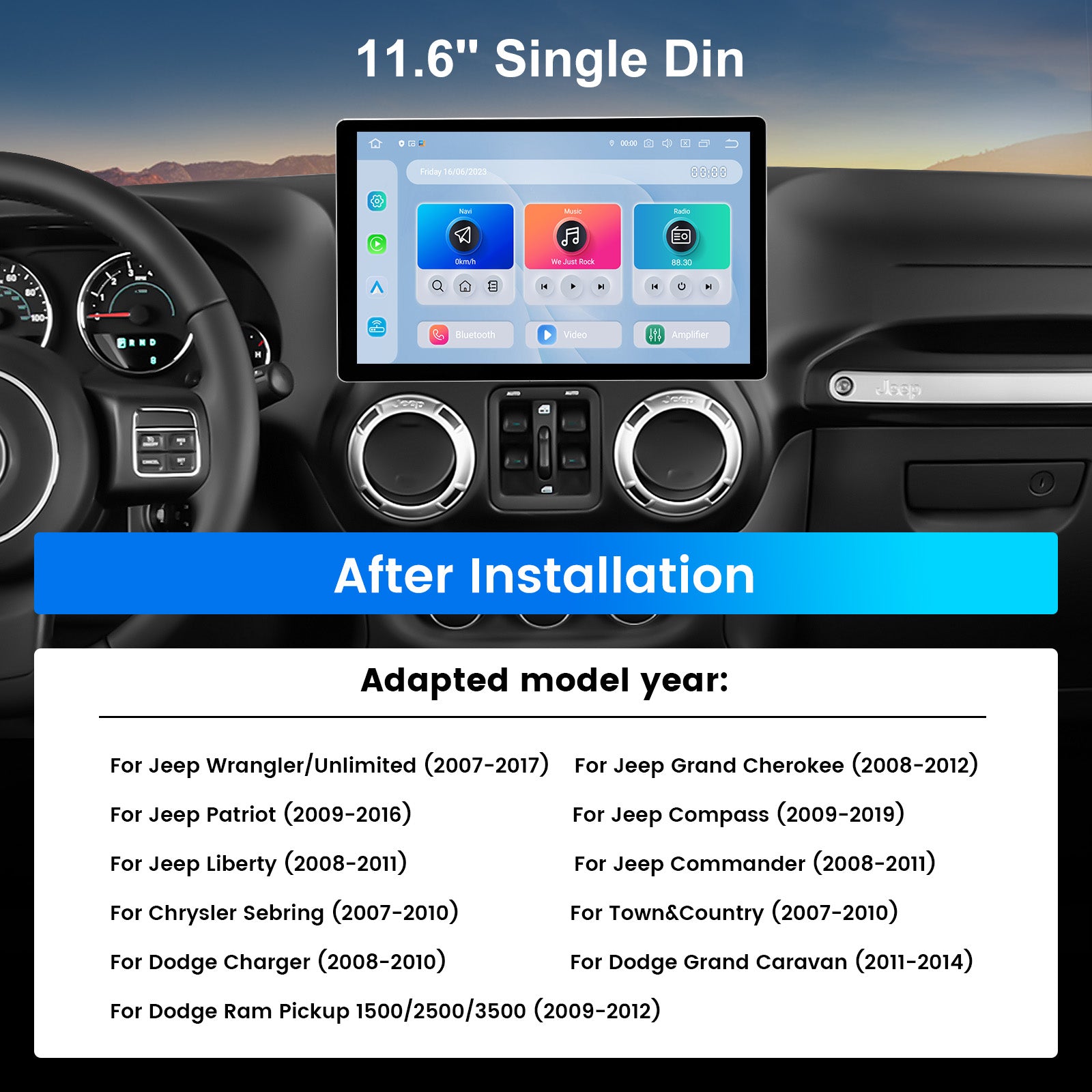 Dasaita Android13 Car Stereo for Universal 1 Din 11.6" Adjustable Wireless Carplay & Android Auto Car Radio | Qualcomm 665 |2K QLED Screen| Wifi+4G LTE|6G+64G|DTS|GPS Navigation Head Unit|Optical Output