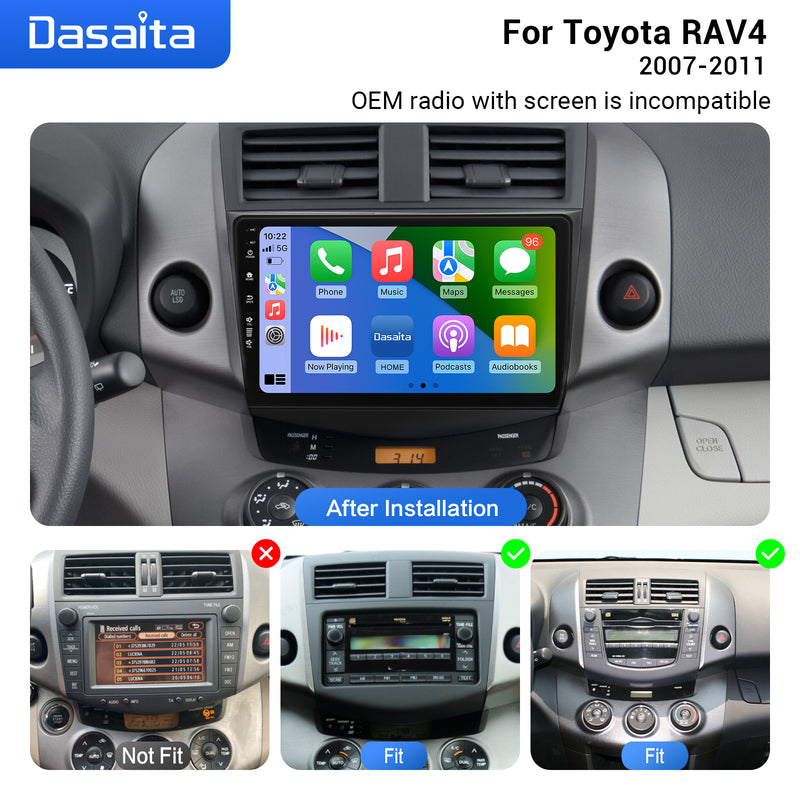 Dasaita Linux Toyota RAV4 2007 2008 2009 2010 2011 Car Stereo 9 Inch Wireless Wired Carplay Android Auto Head Unit 1280*720 AHD Mirror Link Car Radio