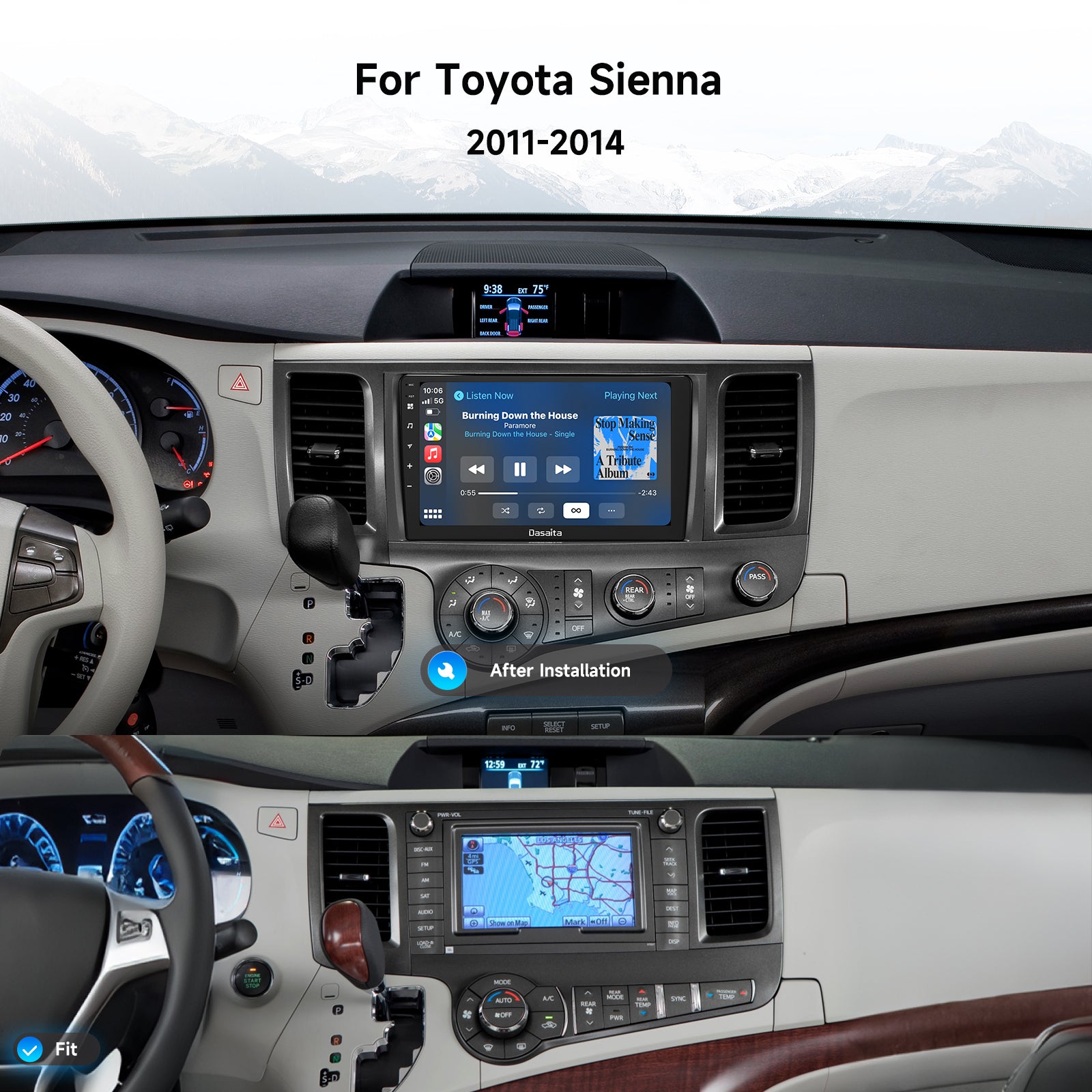 Dasaita Android13 Car Stereo for Toyota Sienna XL30 2011-2014 Wireless Carplay & Android Auto Car Radio | Qualcomm 665 | 9" QLED Screen | Wifi+4G LTE | 6G+64G | DTS|GPS Navigation Head Unit | Optical Output
