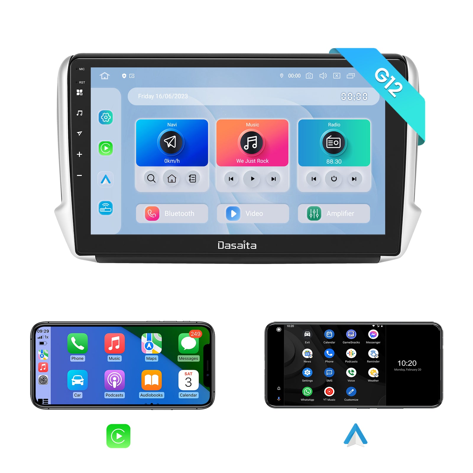 Dasaita 10.2" Android 12 Car Stereo for Peugeot 208 2008 (2012-2018) | Qualcomm 665 6G+64G | Wireless CarPlay & Android Auto | QLED Screen | Plug and Play | Keep Factory Steering Wheel Control & Backup Camera