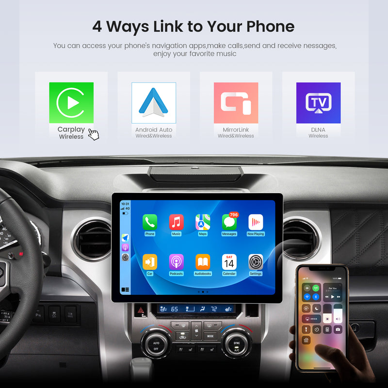 Dasaita Android12 Car Stereo Universal 2 Din 13.1" Wireless Carplay & Android Auto Car Radio | Qualcomm 665 |2K QLED Screen| Wifi+4G LTE|6G+64G|DSP|GPS Navigation Head Unit|Optical Output