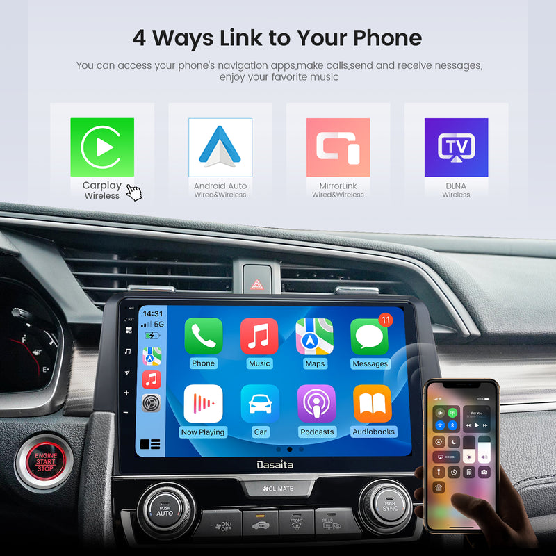 Dasaita Android 12 Car Stereo for Honda Civic/SI/Type R 2015-2022 Wireless Carplay & Android Auto Car Radio | Qualcomm 665 | 10.2" QLED Screen | Wifi+4G LTE | 6G+64G | DSP Head Unit | Optical Output