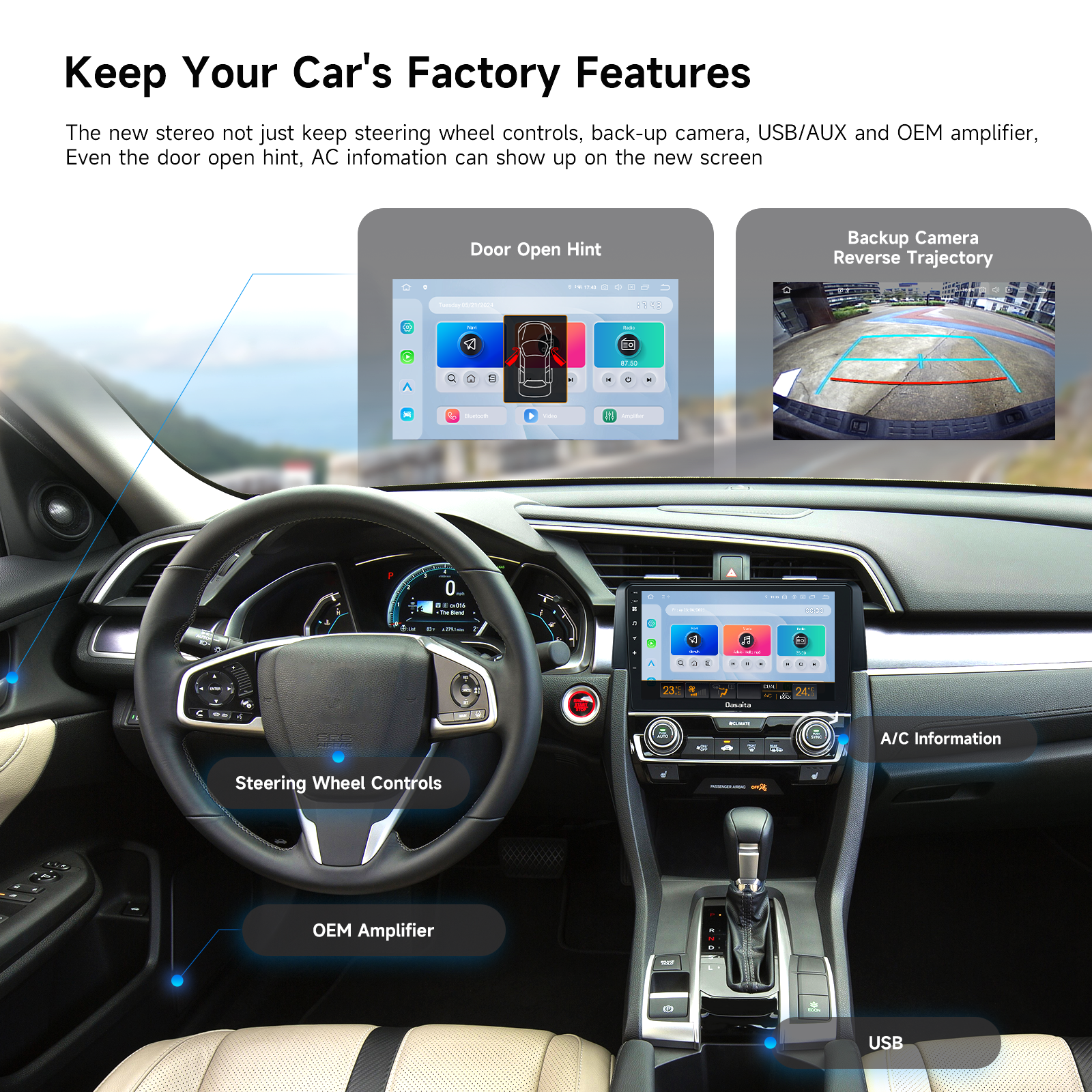 Dasaita Android13 Car Stereo for Honda Civic/SI/Type R 2015-2022 Wireless Carplay & Android Auto Car Radio | Qualcomm 665 | 9" QLED Screen | Wifi+4G LTE | 6G+64G | DTS Head Unit | Optical Output