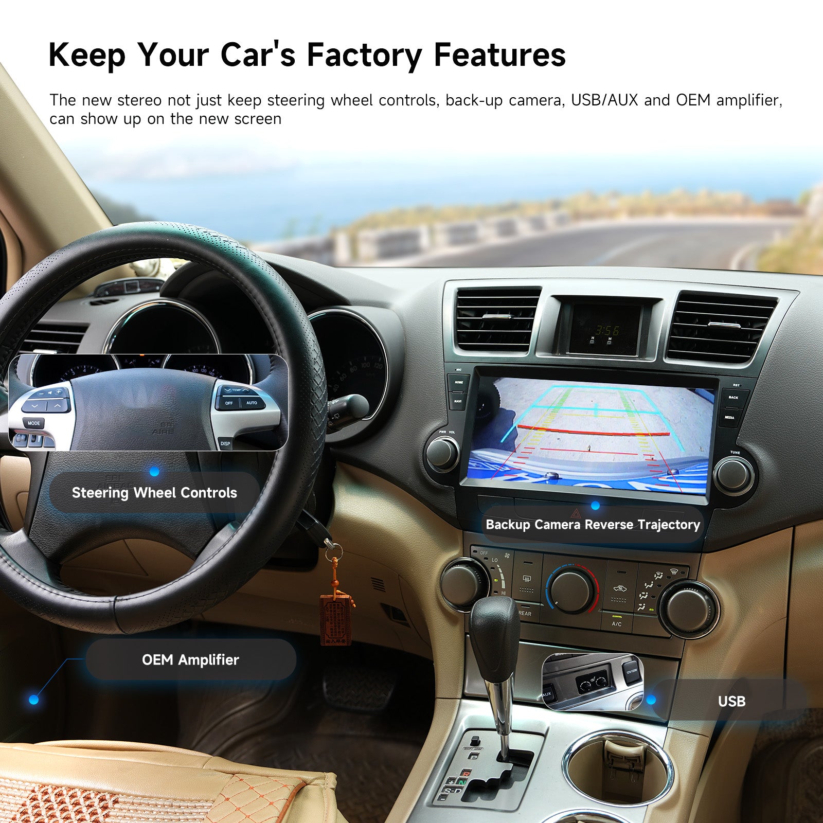 Dasaita 10.33'' Car Stereo for Toyota Highlander 2007-2014 | Android 13 Head Unit with Wireless Apple CarPlay Android Auto, 6GB+64GB GPS Navigation, Dual Knobs Plug & Play Car Radio