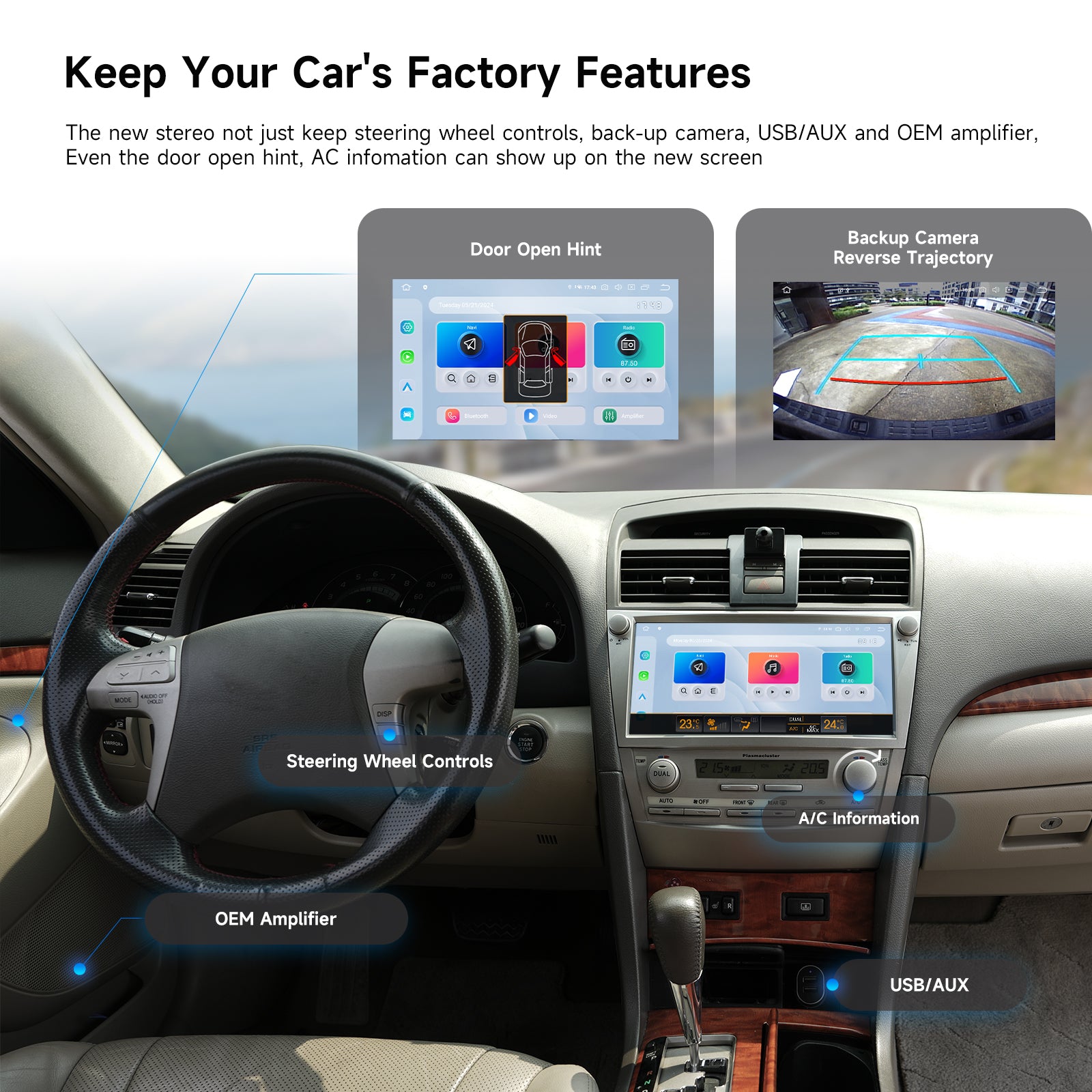 Dasaita Android 13 Car Stereo for Toyota Camry 2007-2011 | 10.33" QLED Touchscreen with Physical Buttons | Wireless CarPlay & Android Auto | Plug & Play GPS Radio Upgrade