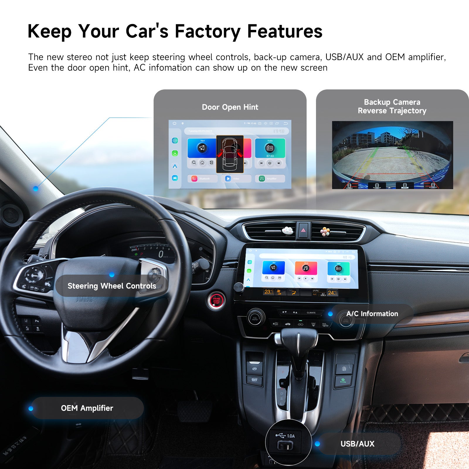 Dasaita 10.33" QLED Car Stereo for Honda CR-V 2017–2022 | Snapdragon 665 Android 13 Head Unit | 8GB+256GB | Wireless CarPlay & Android Auto | 4G LTE GPS | Plug & Play OEM Fit with Volume Knob