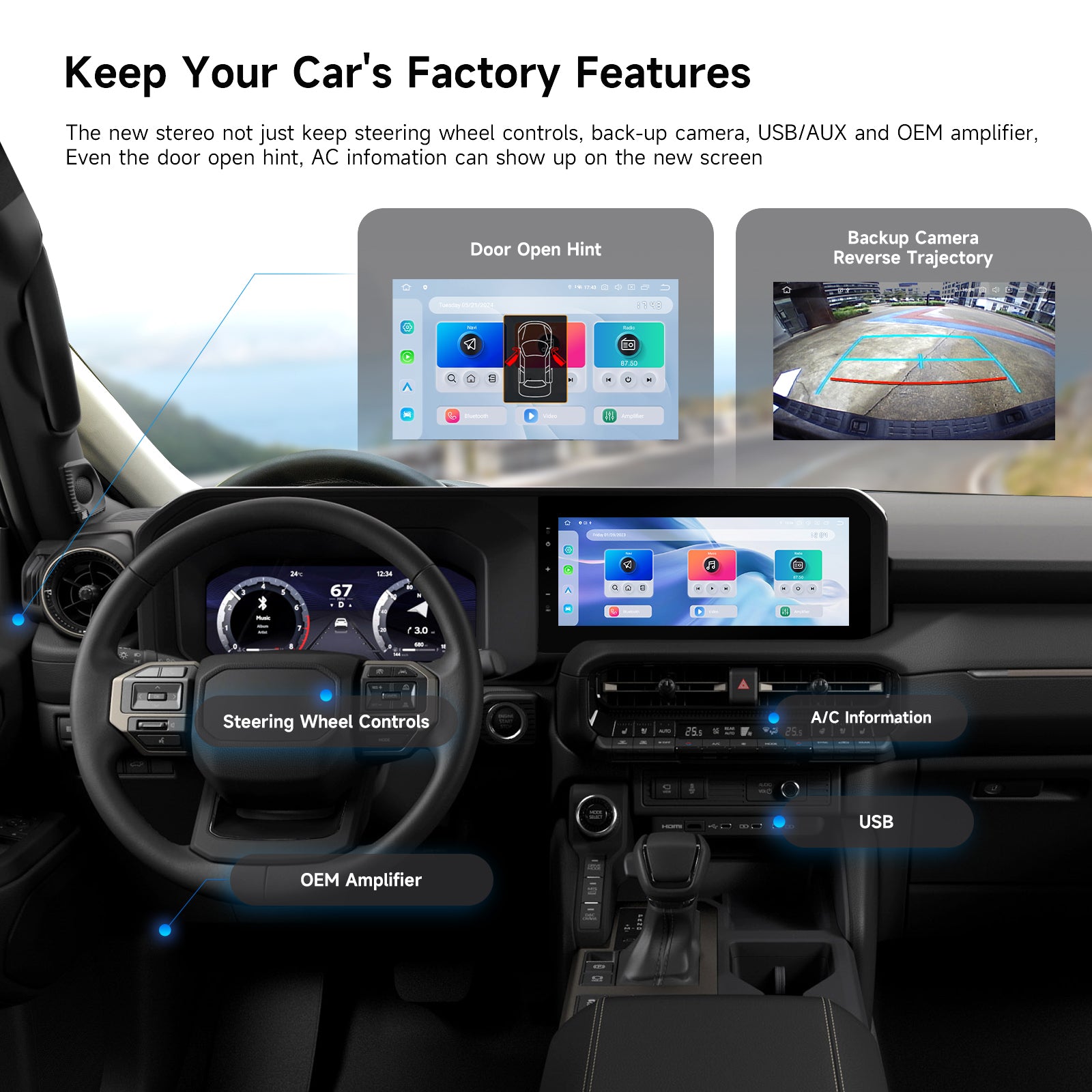 Dasaita Android13 Car Stereo for Toyota LC250 Prado J250 2023-2025 Wireless Carplay & Android Auto Car Radio | Qualcomm 665 | 12.3" QLED Screen | Wifi+4G LTE | 8G+256G | DTS|GPS Navigation Head Unit | Optical Output