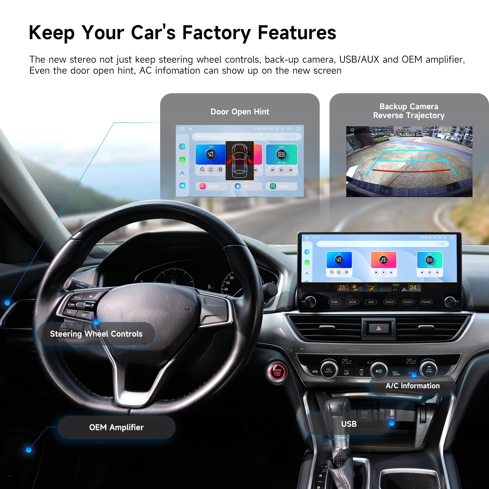 Dasaita Android13 Car Stereo for Honda Accord 10th 2018-2021 Wireless Carplay & Android Auto Car Radio | Qualcomm 665 | 12.3" 2K QLED Screen | Wifi+4G LTE | 6G+64G | DTS|GPS Navigation Head Unit | Optical Output