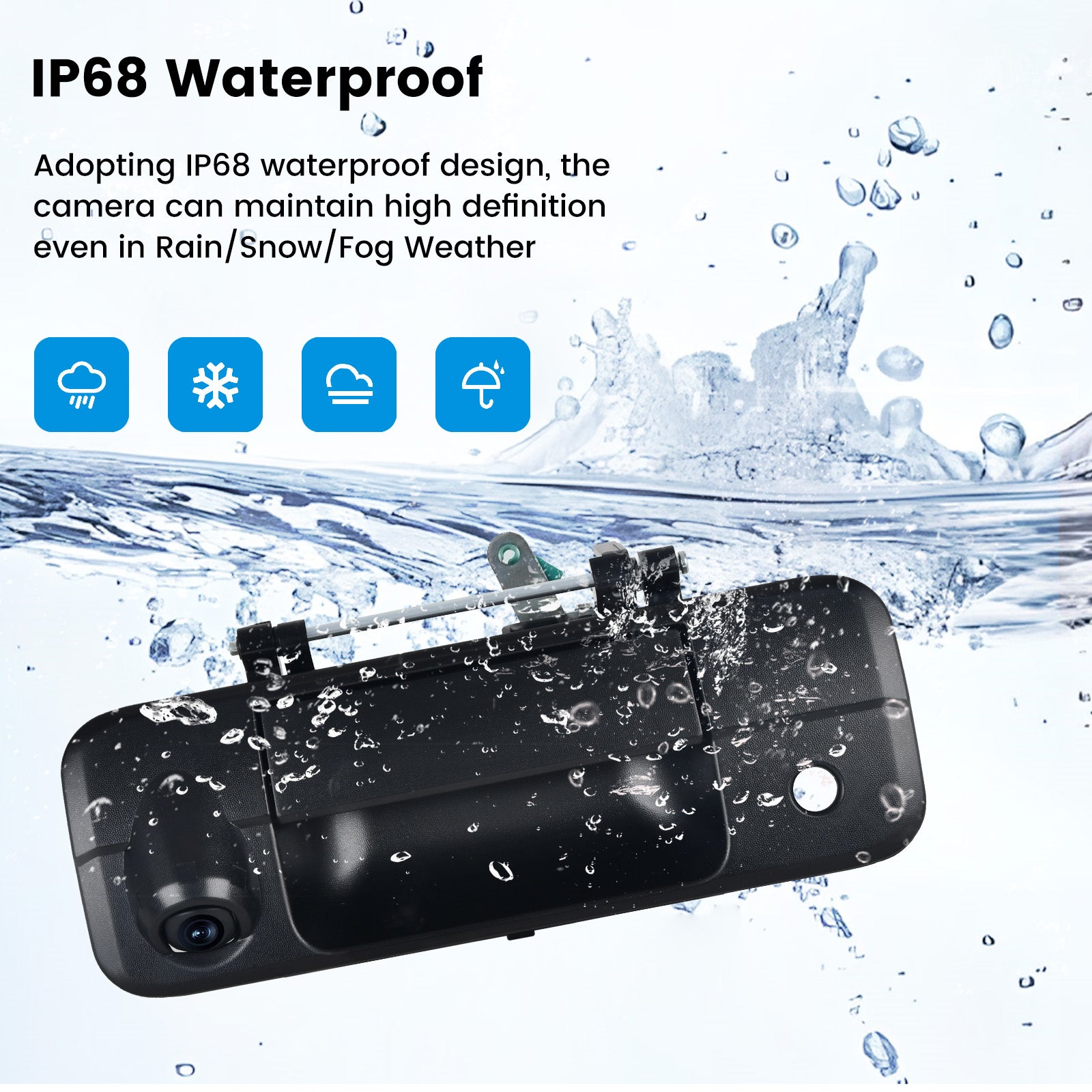 Dasaita Tailgate Handle Reverse Camera, Fit for Toyota Tundra 2007-2013 OEM Replacement, AHD 1080P Rear View Camera Backup Camera with Wiring Harness, 170° Wide Angle, IP68 Waterproof