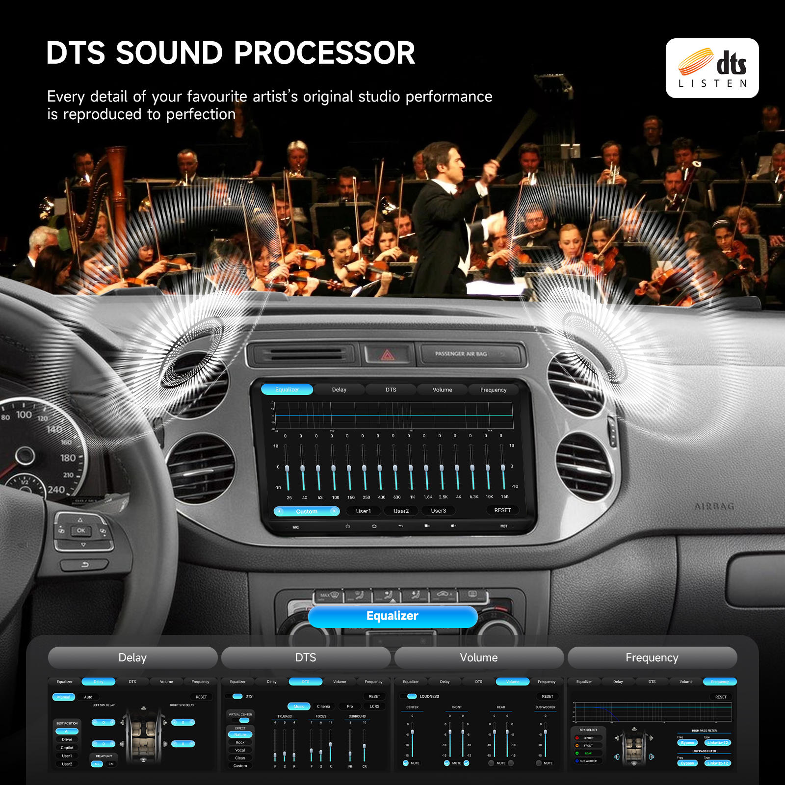 Dasaita Android 13 Car Stereo for VW Volkswagen Jetta Beetle Tiguan Touran Seat Golf Passat EOS | 9" QLED Double Din Touchscreen | Wireless CarPlay & Android Auto | GPS Navigation | WiFi 4G LTE | DTS Sound