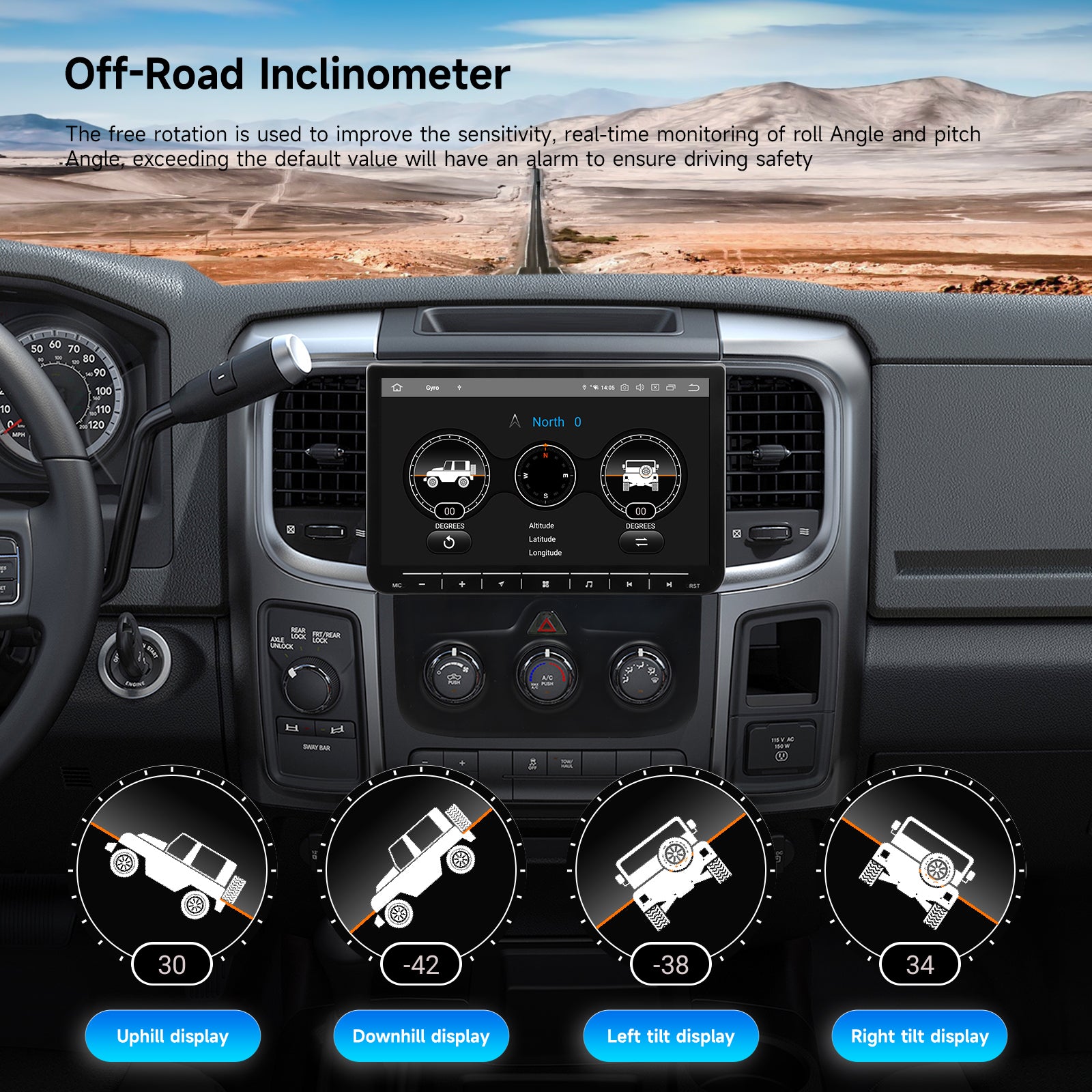 Dasaita Android 13 2013-2024 Dodge RAM 1500/2500/3500 Android Head Unit | 10.2" Touchscreen Radio with Auto/Manual AC Frame & Wireless CarPlay