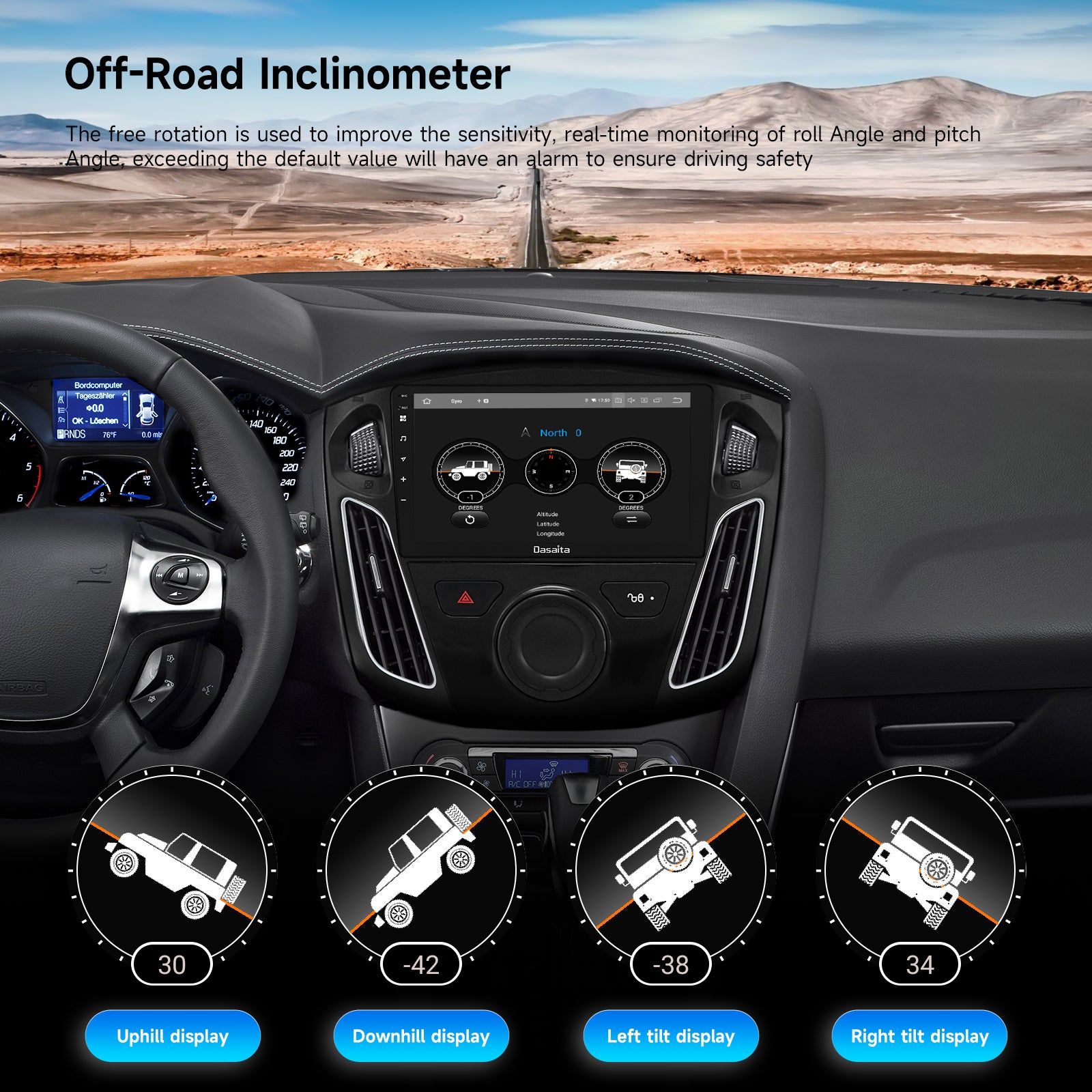Dasaita Android13 Car Stereo for Ford Focus 2012-2018 Wireless Carplay & Android Auto Car Radio | Qualcomm 665 | 9" QLED Screen | Wifi+4G LTE | 6G+64G | DTS|GPS Navigation Head Unit | Optical Output