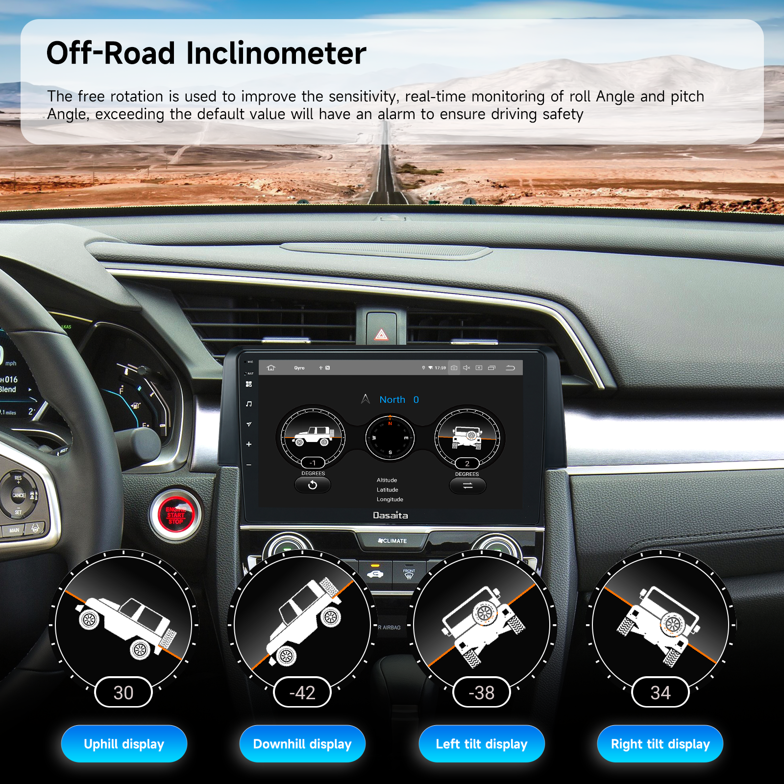 Dasaita Android13 Car Stereo for Honda Civic/SI/Type R 2015-2022 Wireless Carplay & Android Auto Car Radio | Qualcomm 665 | 9" QLED Screen | Wifi+4G LTE | 6G+64G | DTS Head Unit | Optical Output