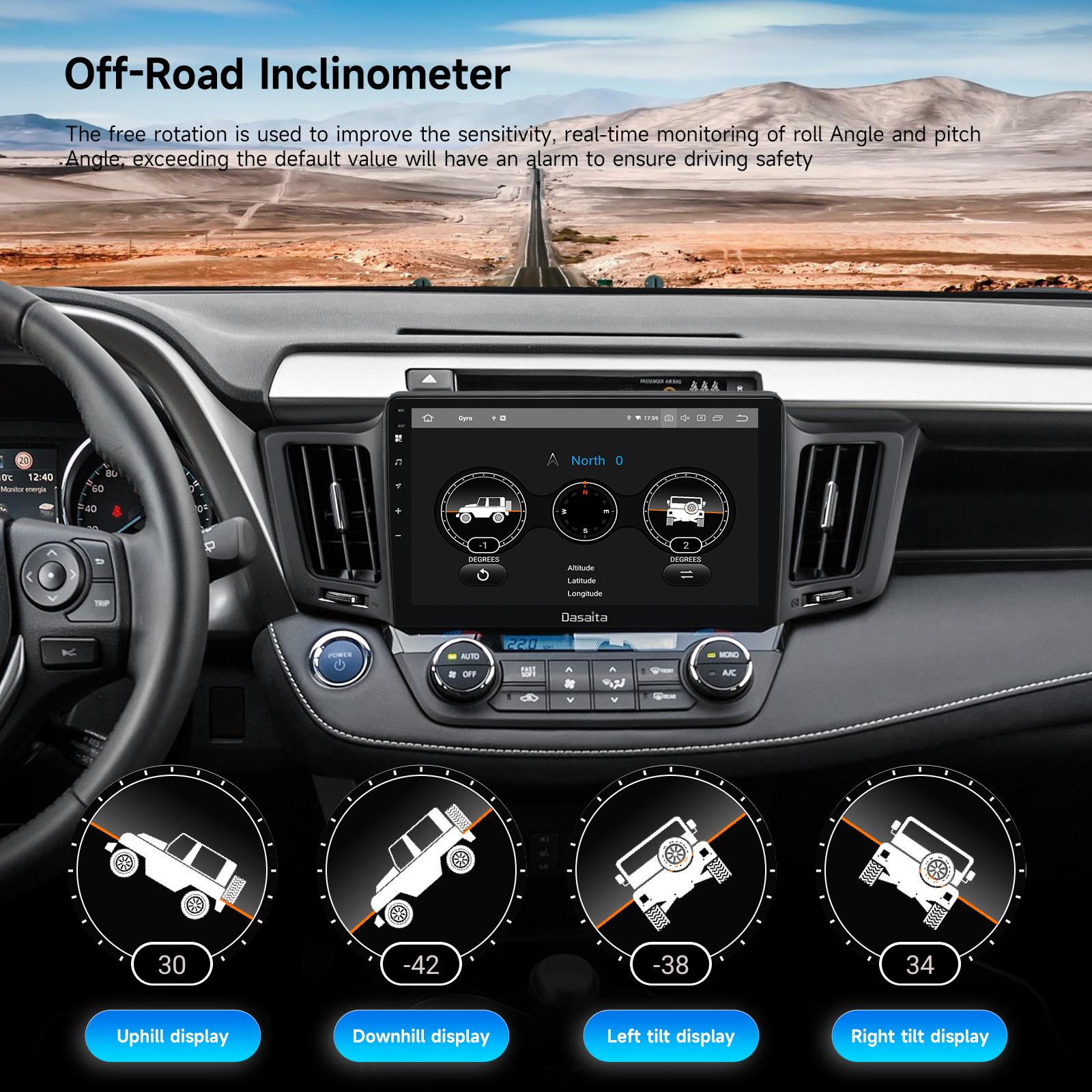 Dasaita Android 13 Car Stereo for Toyota RAV4 2013-2018 | Wireless CarPlay Android Auto | 10.2" QLED Screen GPS Navigation Head Unit