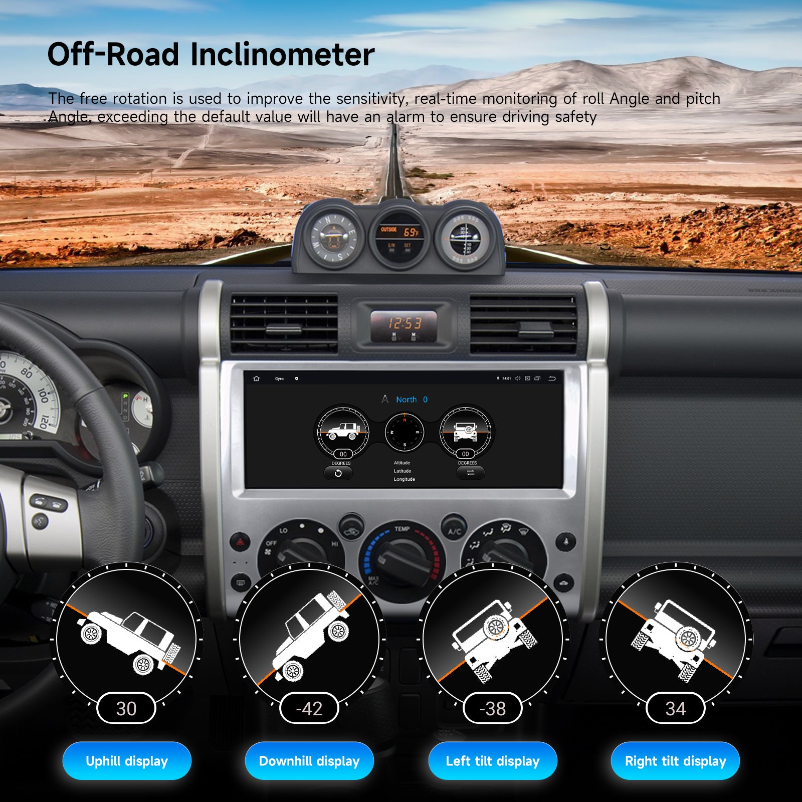 Dasaita Android13 Car Stereo for Toyota FJ Cruiser 2007-2020 Silver Wireless Carplay & Android Auto Car Radio | Qualcomm 665 | 12.3" 2K QLED Screen | Wifi+4G LTE | 6G+64G | DTS|GPS Navigation Head Unit | Optical Output