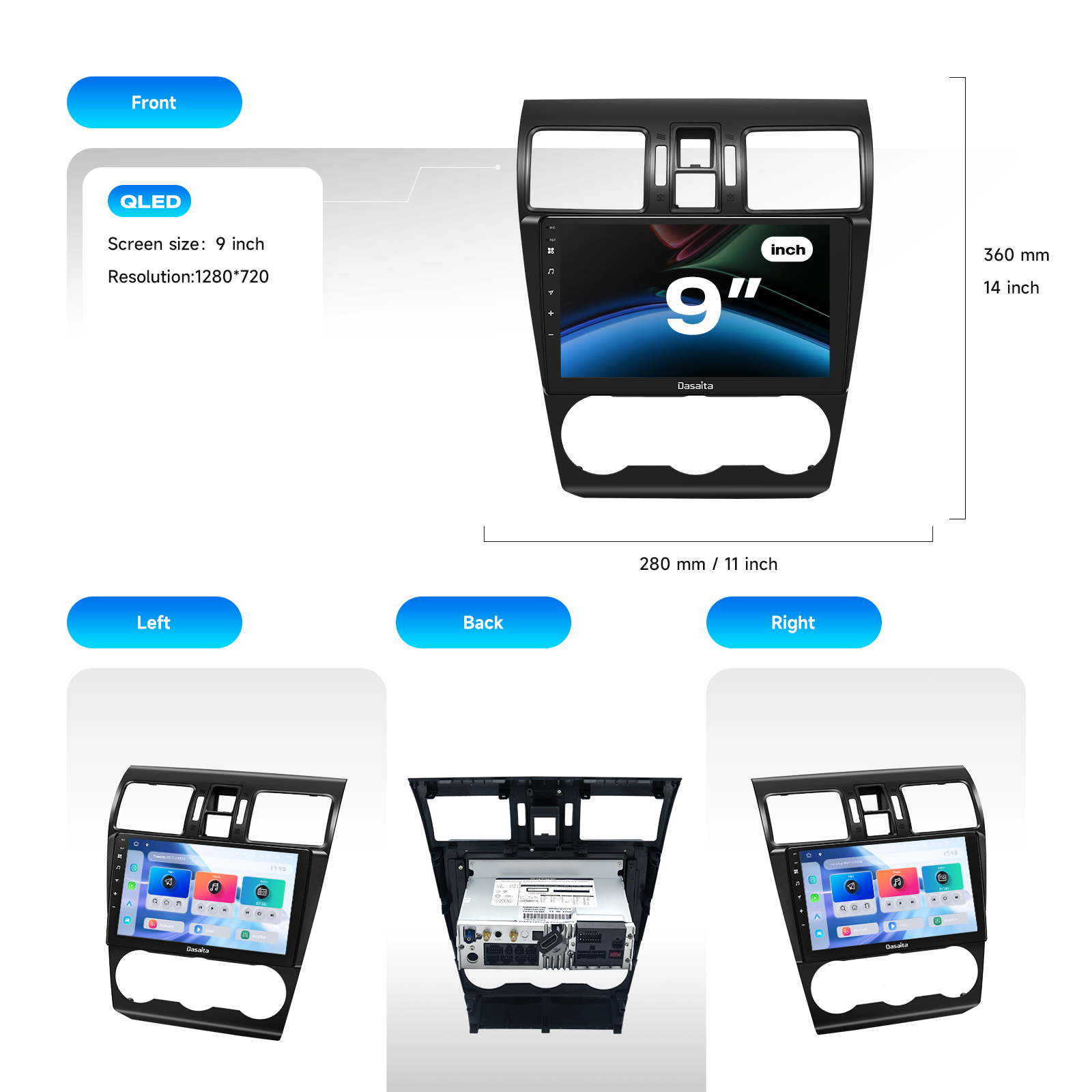 Dasaita Android13 Car Stereo for Subaru Forester 4 Impreza WRX 2012-2015 Wireless Carplay & Android Auto Car Radio | Qualcomm 665 | 9" QLED Screen | Wifi+4G LTE | 6G+64G | DTS|GPS Navigation Head Unit | Optical Output