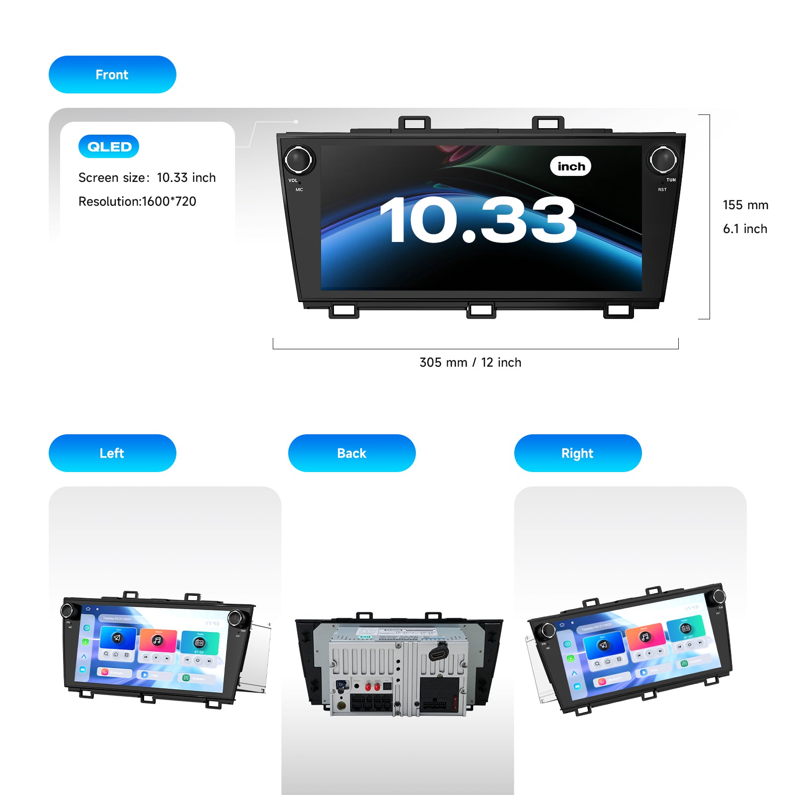 Dasaita Android 13 10.33″ for Subaru Outback & Legacy (2015-2019) QLED Factory Style Head Unit | Octa-Core 8+256GB | Wireless CarPlay/Android Auto | Hi-Fi Audio & Physical Knob | Plug & Play Upgrade