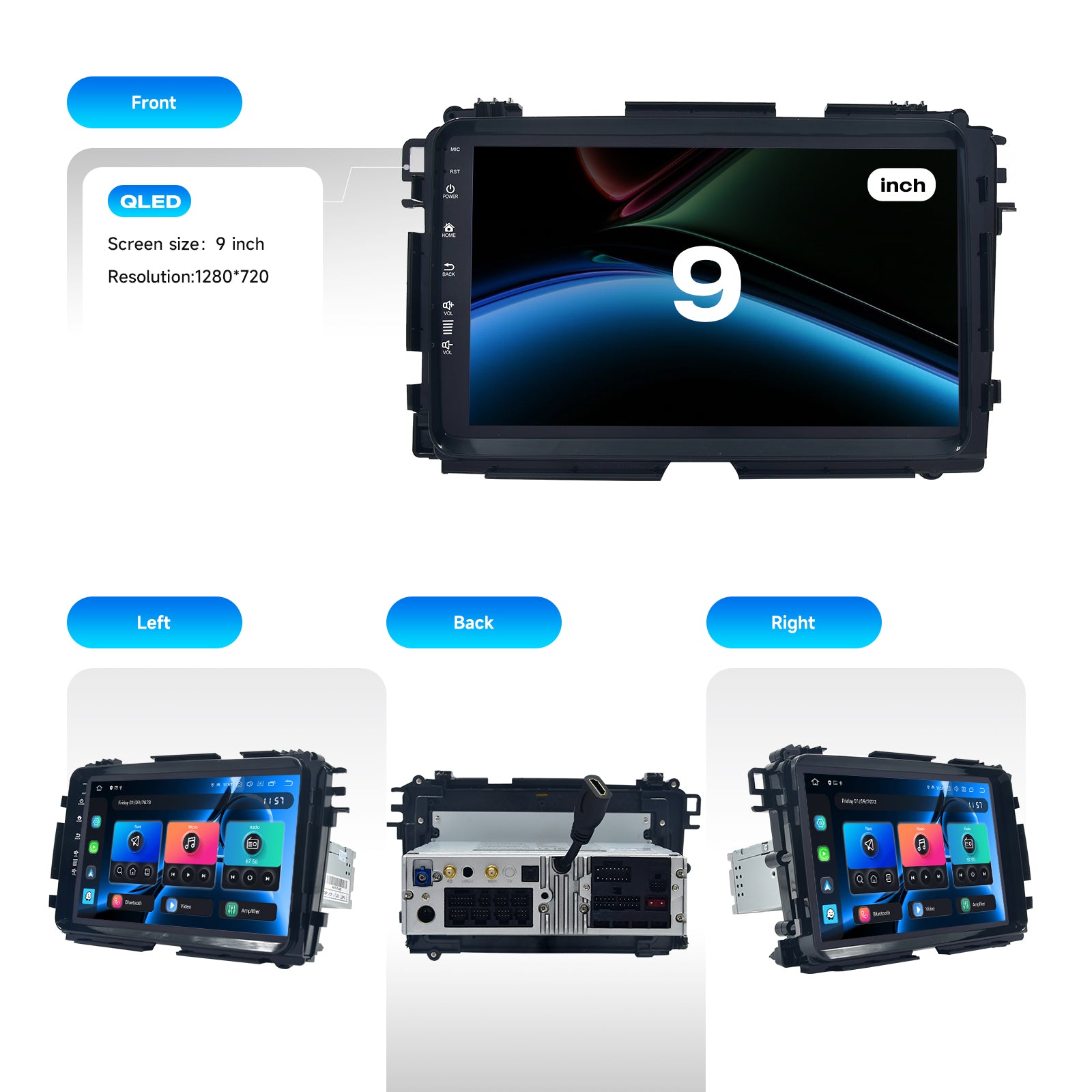 Dasaita Android13 Infotainment System for Honda HR-V / Vezel 2013-2022 - 9" QLED Floating Touchscreen, 6GB RAM, Wireless CarPlay & Android Auto, OEM Camera & LaneWatch Retained