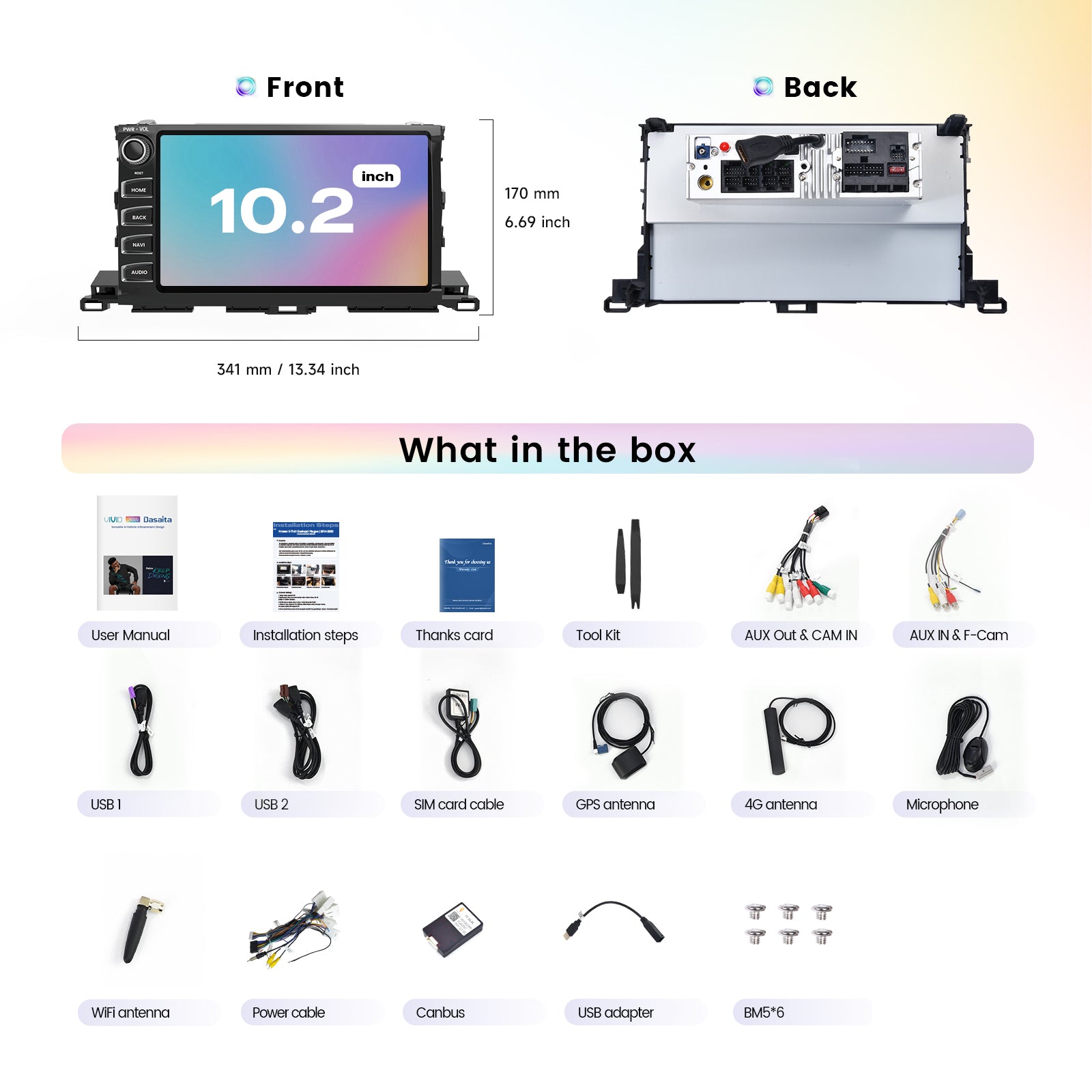Dasaita Vivid13 Car Stereo for Toyota Highlander 2015-2019 Wireless Carplay & Android Auto Car Radio | Qualcomm 665 | 10.2" QLED Screen | Wifi+4G LTE | 8G+256G | DTS|GPS Navigation Head Unit | Optical Output