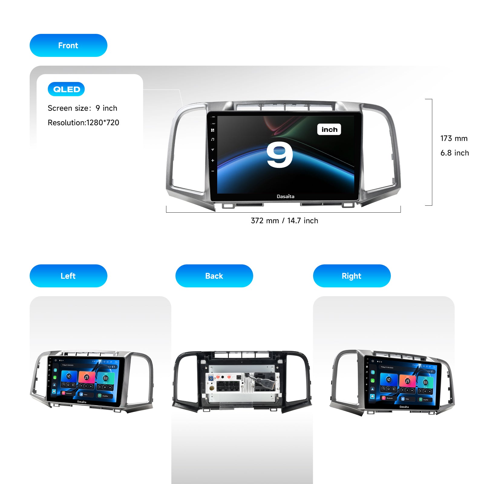 Dasaita Android 13 Car Stereo for Toyota Venza 2008-2016 Wireless Carplay & Android Auto Car Radio | Qualcomm 665 | 9" QLED Screen | Wifi+4G LTE | 6G+64G | DTS Head Unit | Optical Output