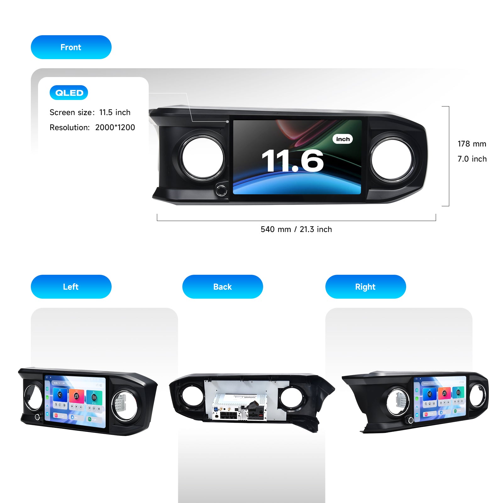 Dasaita Android 13 Car Stereo for Toyota Tacoma 2016-2022 Wireless Carplay & Android Auto Car Radio|Qualcomm 665|11.6"QLED Screen|Wifi+4G LTE|8+256G|DTS Head Unit|Optical Output