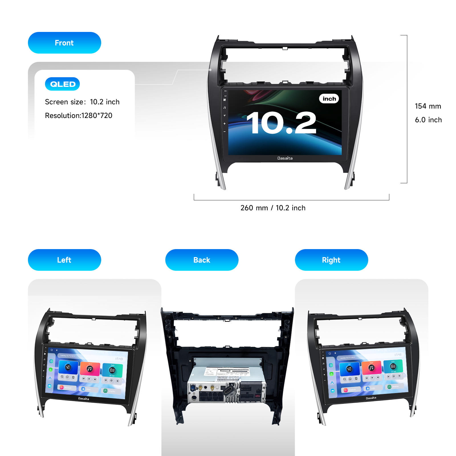 Dasaita Android 13 Car Stereo for Toyota Camry 2012 2013 2014 Wireless Carplay & Android Auto Car Radio | Qualcomm 665 | 10.2" QLED Screen | Wifi+4G LTE | 6G+64G | DTS Head Unit | Optical Output