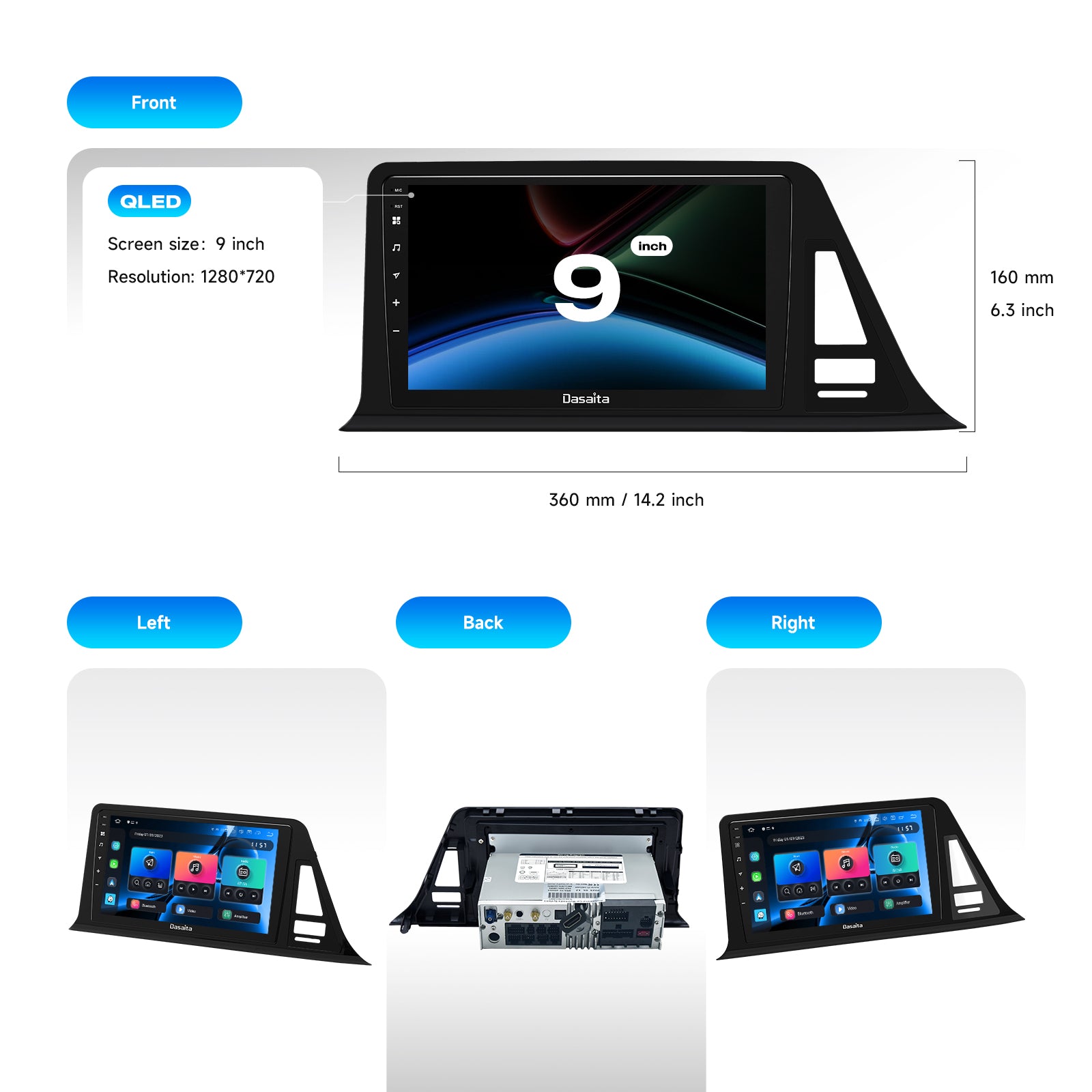 Dasaita Android 13 Car Stereo for Toyota C-HR 2016-2020 | 9" Wireless CarPlay Android Auto Head Unit | Qualcomm 665 GPS Navigation Radio | 6G/8G RAM 64G/256G ROM