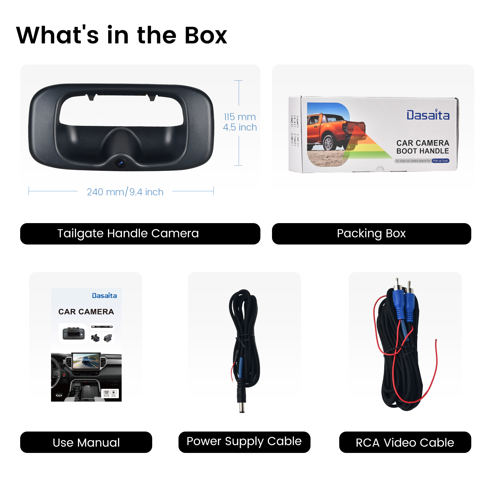 Dasaita Tailgate Handle Reverse Camera, Fit for Chevrolet Silverado/GMC Sierra 1999-2007 OEM Replacement, AHD 1080P Rear View Camera Backup Camera with Wiring Harness, 170° Wide Angle, IP68 Waterproof