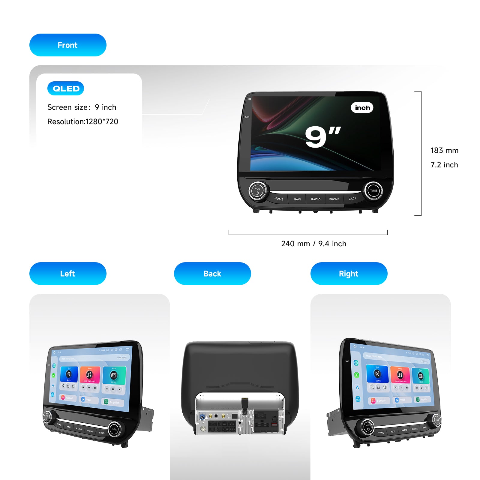 Dasaita Android13 9" Android 13 Head Unit for Ford EcoSport & Fiesta MK8 (2017-2024) | Snapdragon 665 | 8GB+256GB | Physical Knob | Wireless Apple CarPlay & Android Auto | Retains Factory Backup Camera & Controls