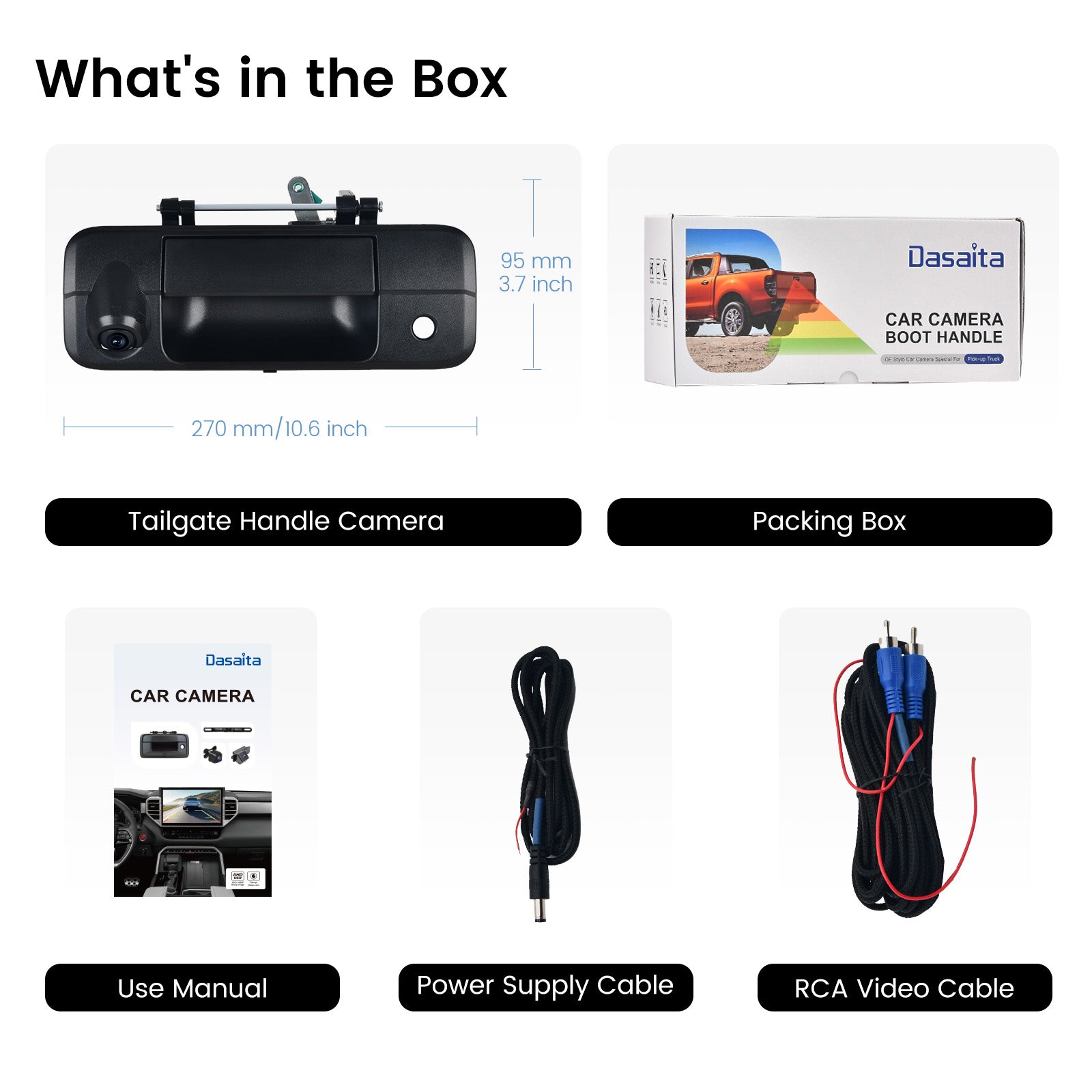 Dasaita Tailgate Handle Reverse Camera, Fit for Toyota Tundra 2007-2013 OEM Replacement, AHD 1080P Rear View Camera Backup Camera with Wiring Harness, 170° Wide Angle, IP68 Waterproof