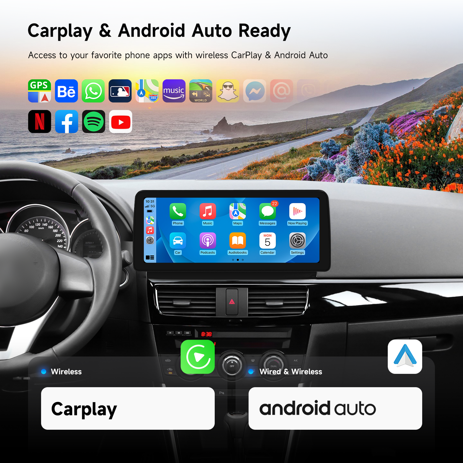 Dasaita Android13 Car Stereo for Mazda CX5 2012-2015 Wireless Carplay & Android Auto Car Radio| Qualcomm 665 | 12.3" 2K QLED Screen | Wifi+4G LTE |6G+64G|DTS|GPS Navigation Head Unit| Optical Output