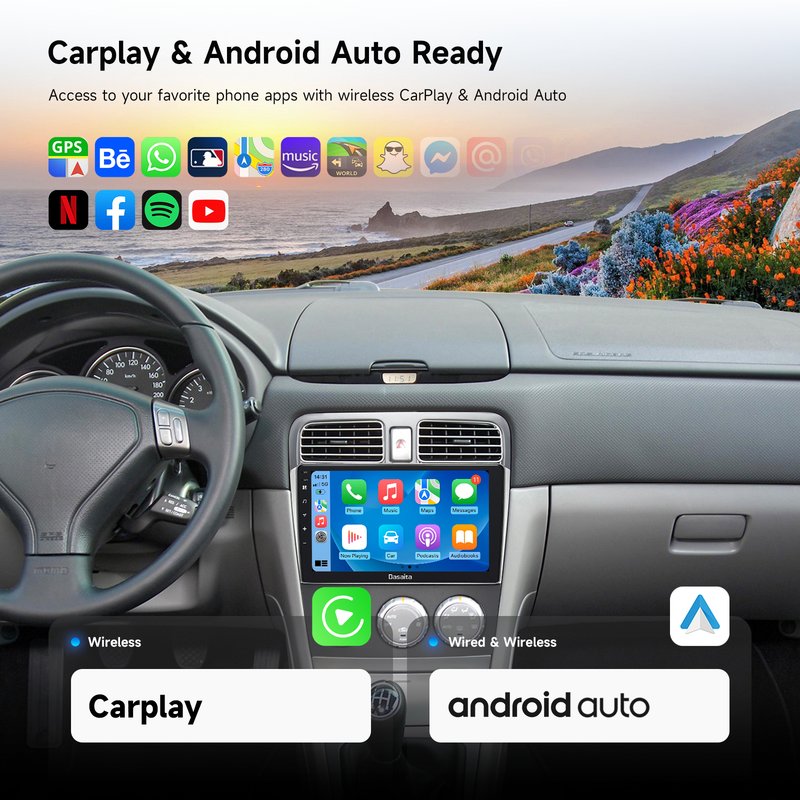 Dasaita Android 13 Car Stereo for Subaru Forester 2 2004-2007 Wireless Carplay & Android Auto Car Radio | Qualcomm 665 | 9" QLED Screen | Wifi+4G LTE | 6G+64G | DTS Head Unit | Optical Output