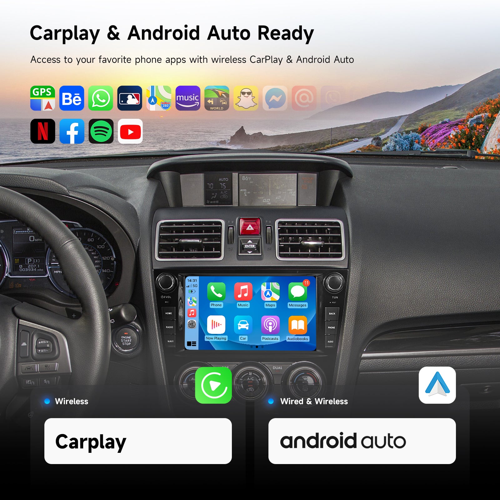 Dasaita Android 13 Car Stereo for Subaru Forester 4 WRX Levorg 2014-2018 Wireless Carplay & Android Auto Car Radio | Qualcomm 665 | 8" QLED Screen | Wifi+4G LTE | 8G+256G | DTS Head Unit | Optical Output