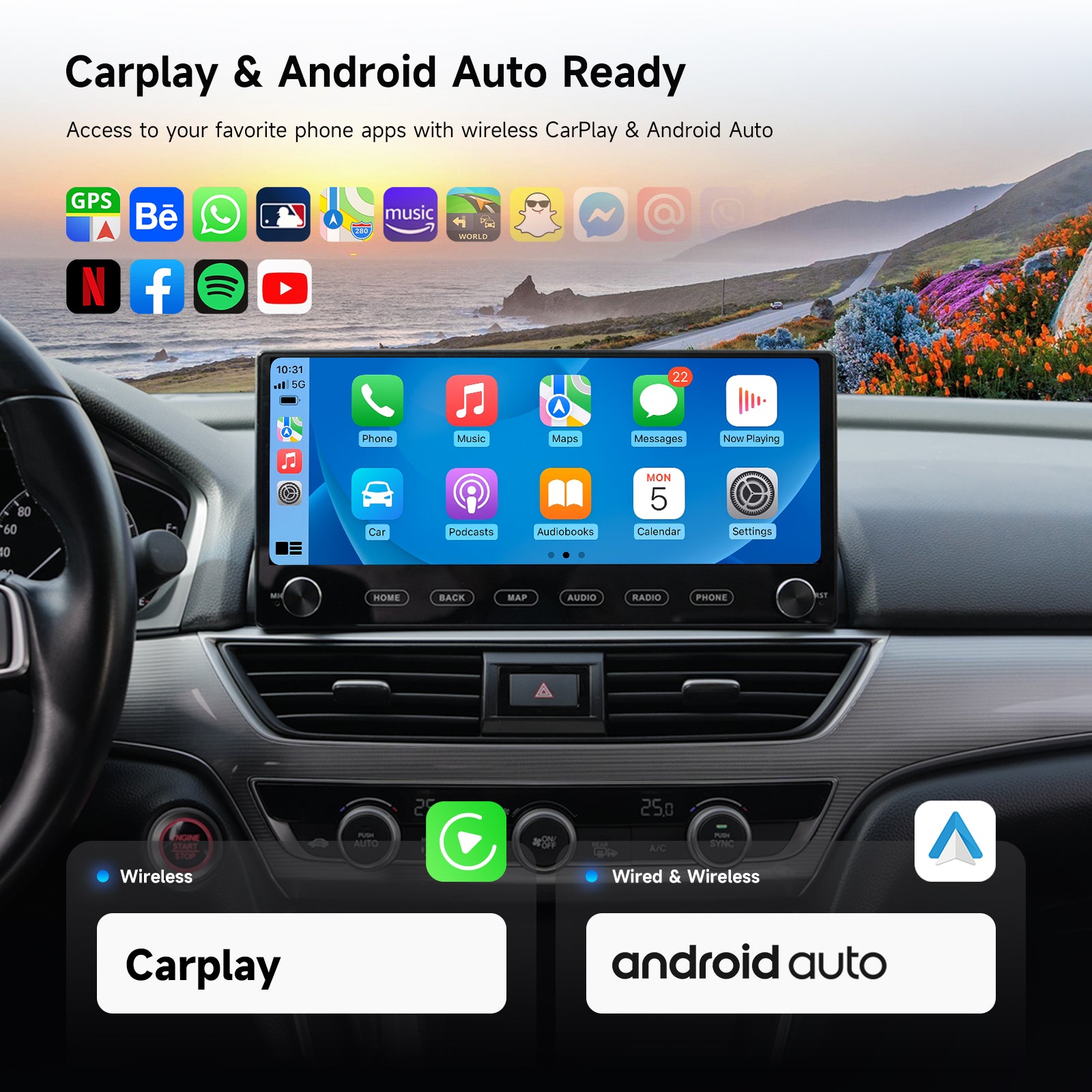 Dasaita Android 13 Car Stereo for Honda Accord 10th Gen 2018 2019 2020 2021 | Wireless CarPlay & Android Auto | Knob Volume Control | Plug and Play | Steering Wheel Control | Multi-View Backup Camera | Qualcomm 665 | 12.3" 2K QLED | 6G+64G | DTS | 4G LTE
