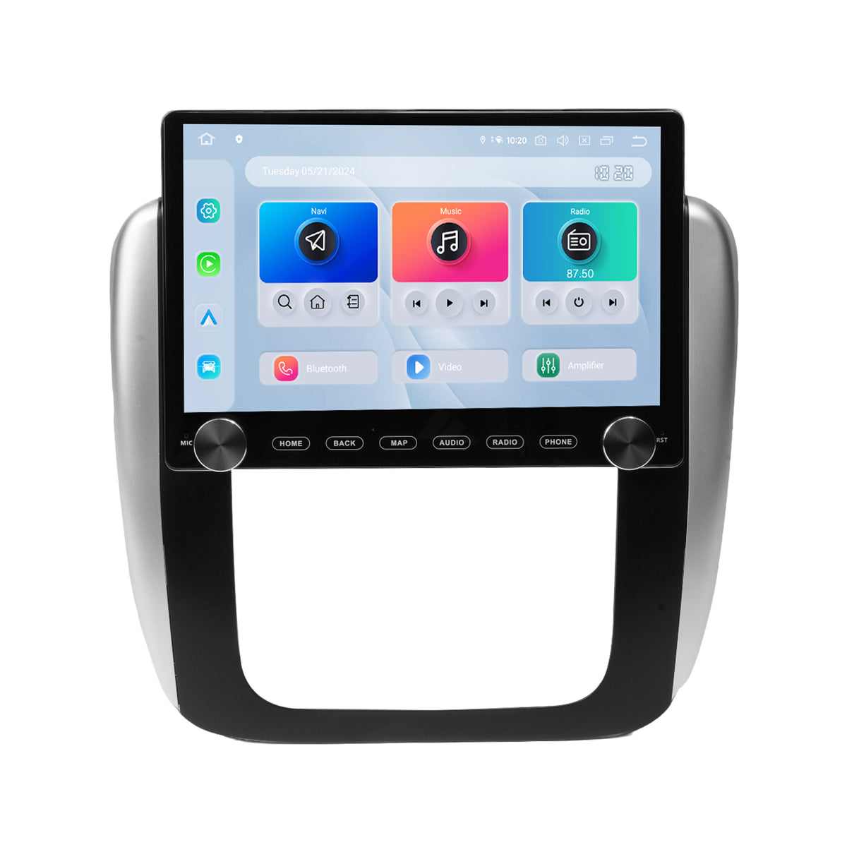 Dasaita 11.6-inch head unit with physical buttons and dual rotary knobs